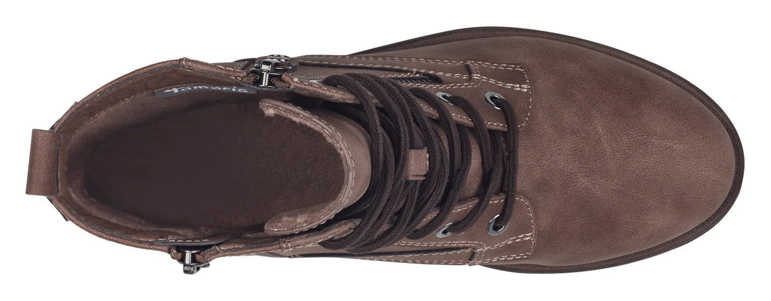 Tamaris Hoge veterschoenen SHAE blokhak, veterschoenen, laarsjes met decoratieve ritssluiting