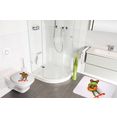 sanilo set badkameraccessoires froggy bestaand uit toiletzitting, badmat, wasbak- en afvoerstop voor de badkuip, zeepdispenser en toiletborstel (complete set, 6-delig) wit