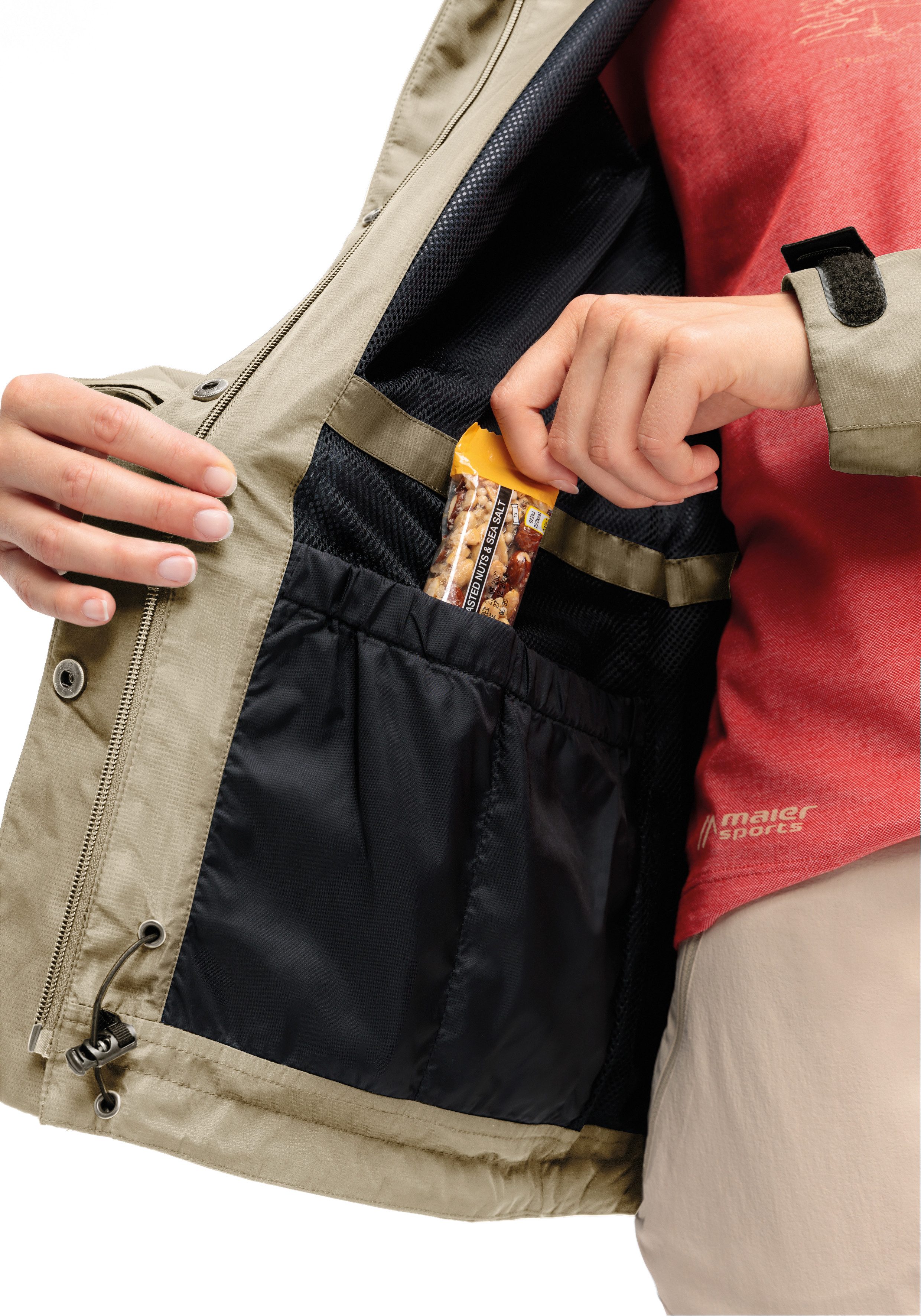 Maier Sports Outdoorjack Brocken Long W Dames jacke waterdicht, functionele jas met 2 buitenzakken + binnenzak