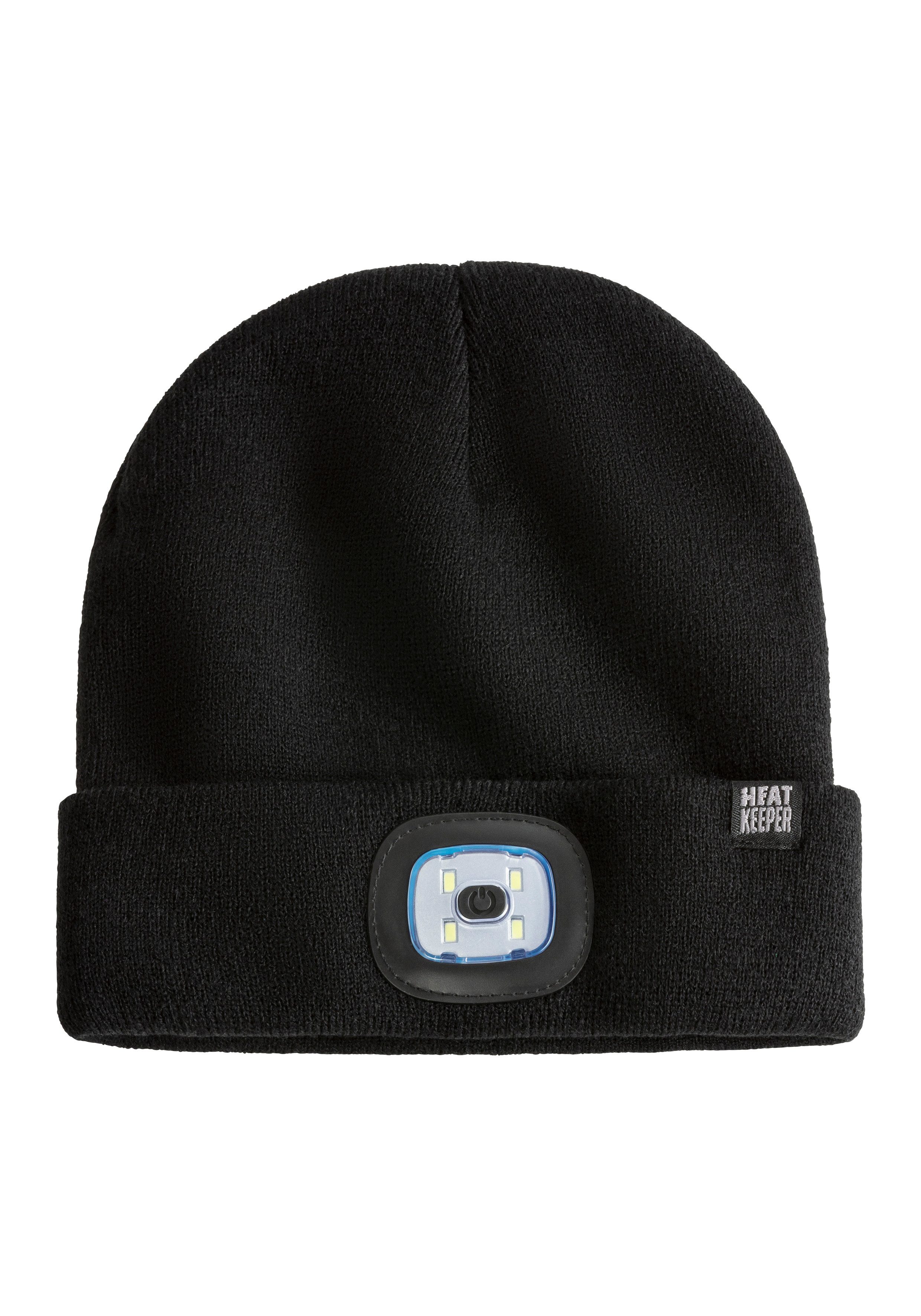 HEAT keeper Gebreide muts MEN THERMAL BEANIE+LED LIGHT RECHARGE oplaadbare, afneembare led-lamp voor de donkere tijd van het jaar (2 stuks)