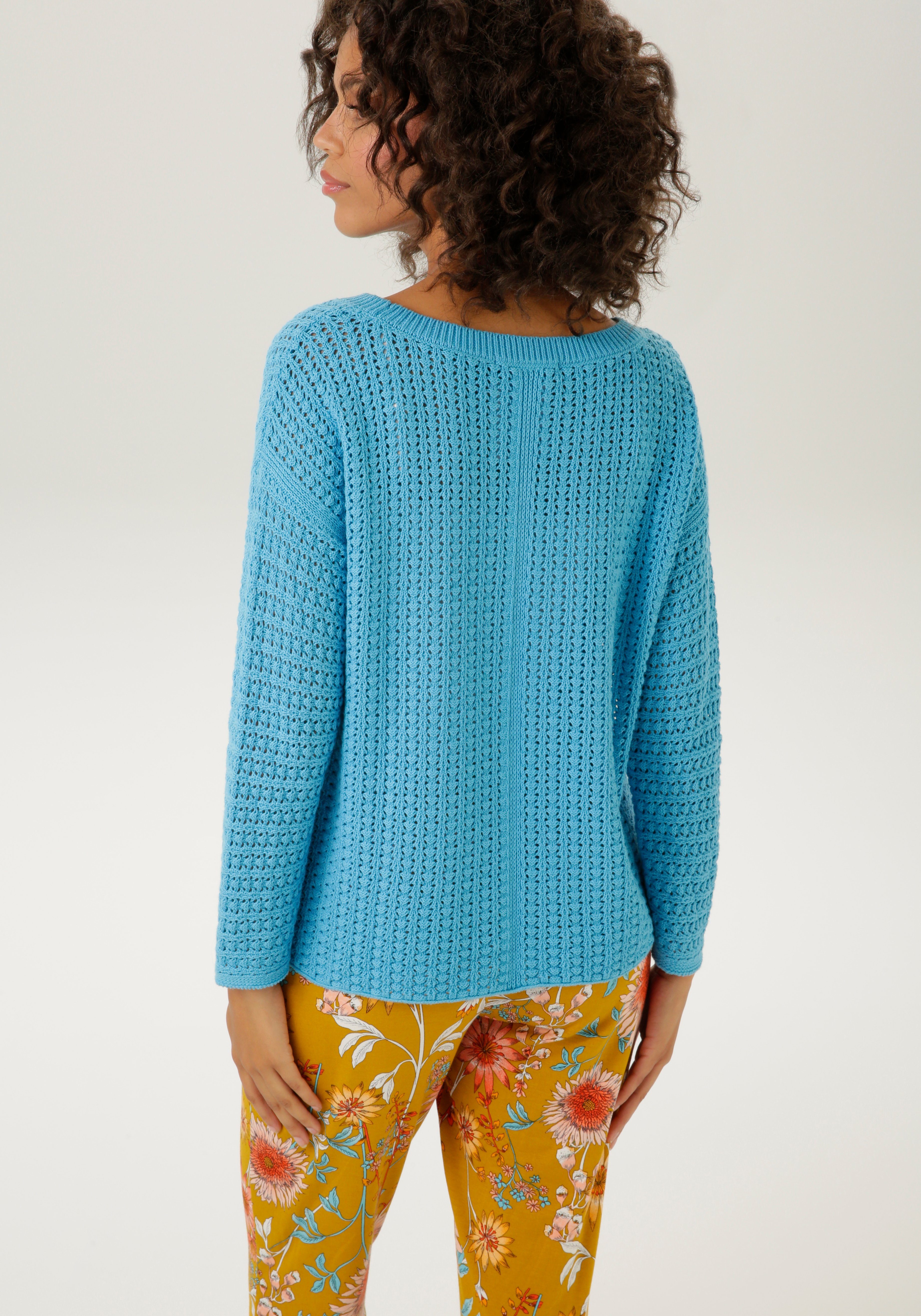 Aniston CASUAL Gebreide trui met expressief ajour-patroon