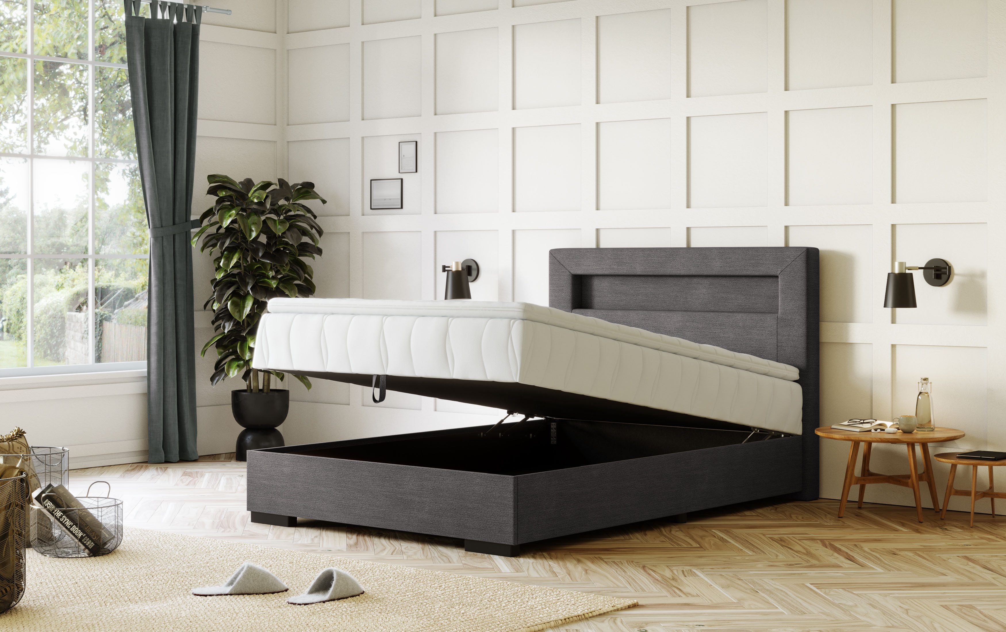 COTTA Boxspring Kelly uitgerust met led-licht, incl. bedlade