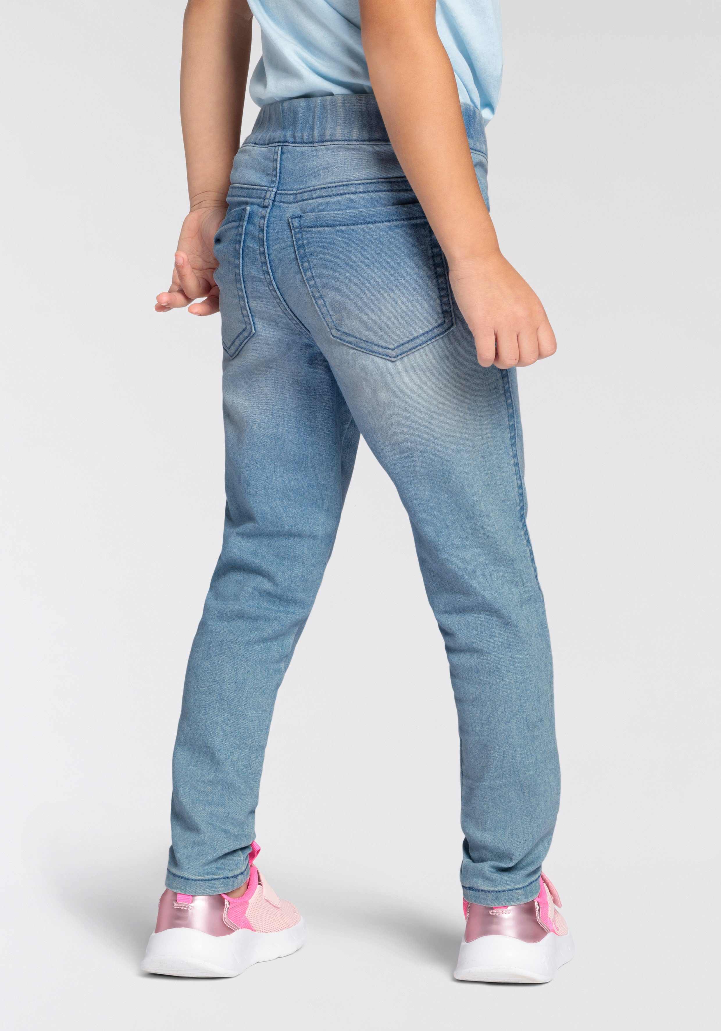 KIDSWORLD Jeggings Stretch-jeans in instapvorm smalle broekpasvorm, met used-wassing, normale taille