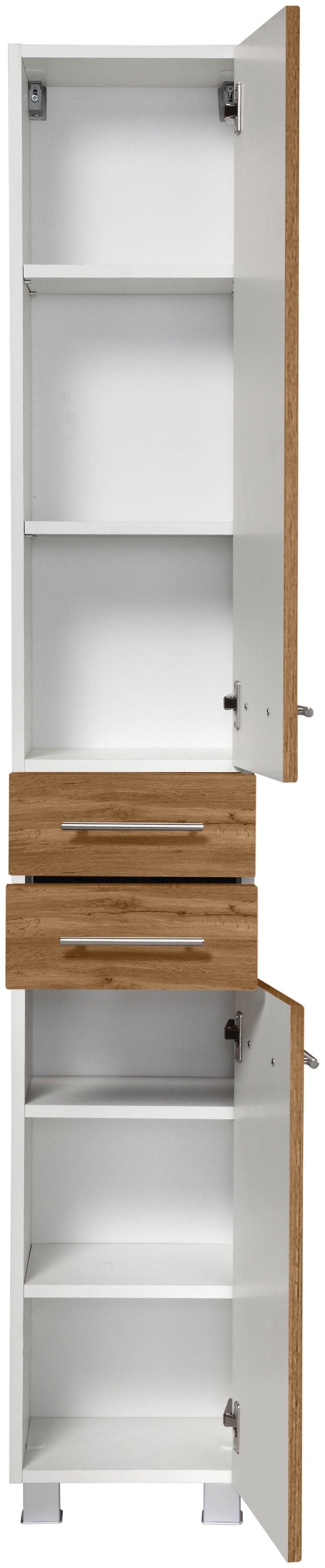 welltime Hoge kast Trento, in verschillende designs en kleuren Badkamermeubels, zijkast breedte 30 cm, veel opbergruimte, Made in Germany