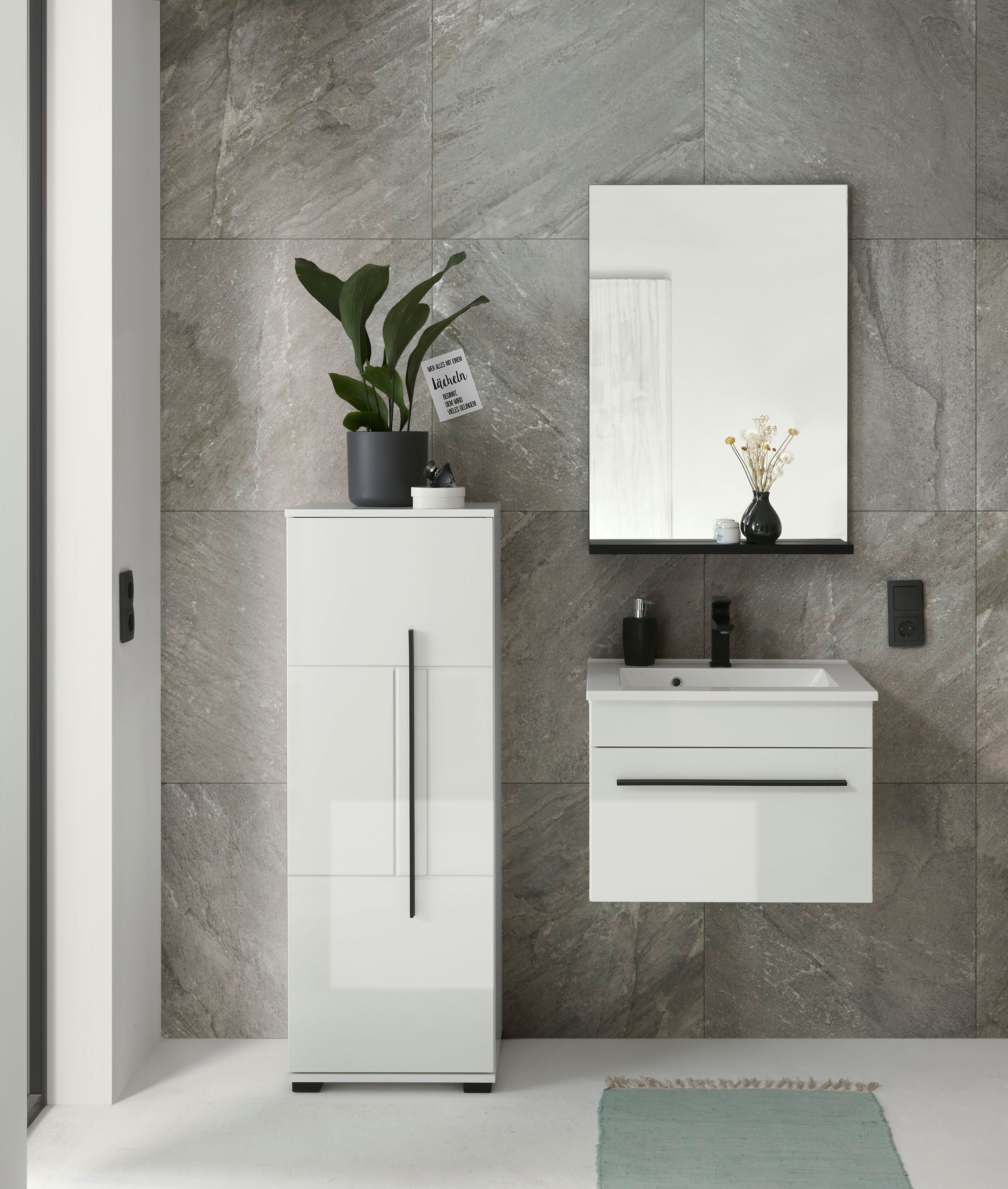 INOSIGN Halfhoge kast Cantara, badkamerkast in hoogglans wit, kast in modern ontwerp