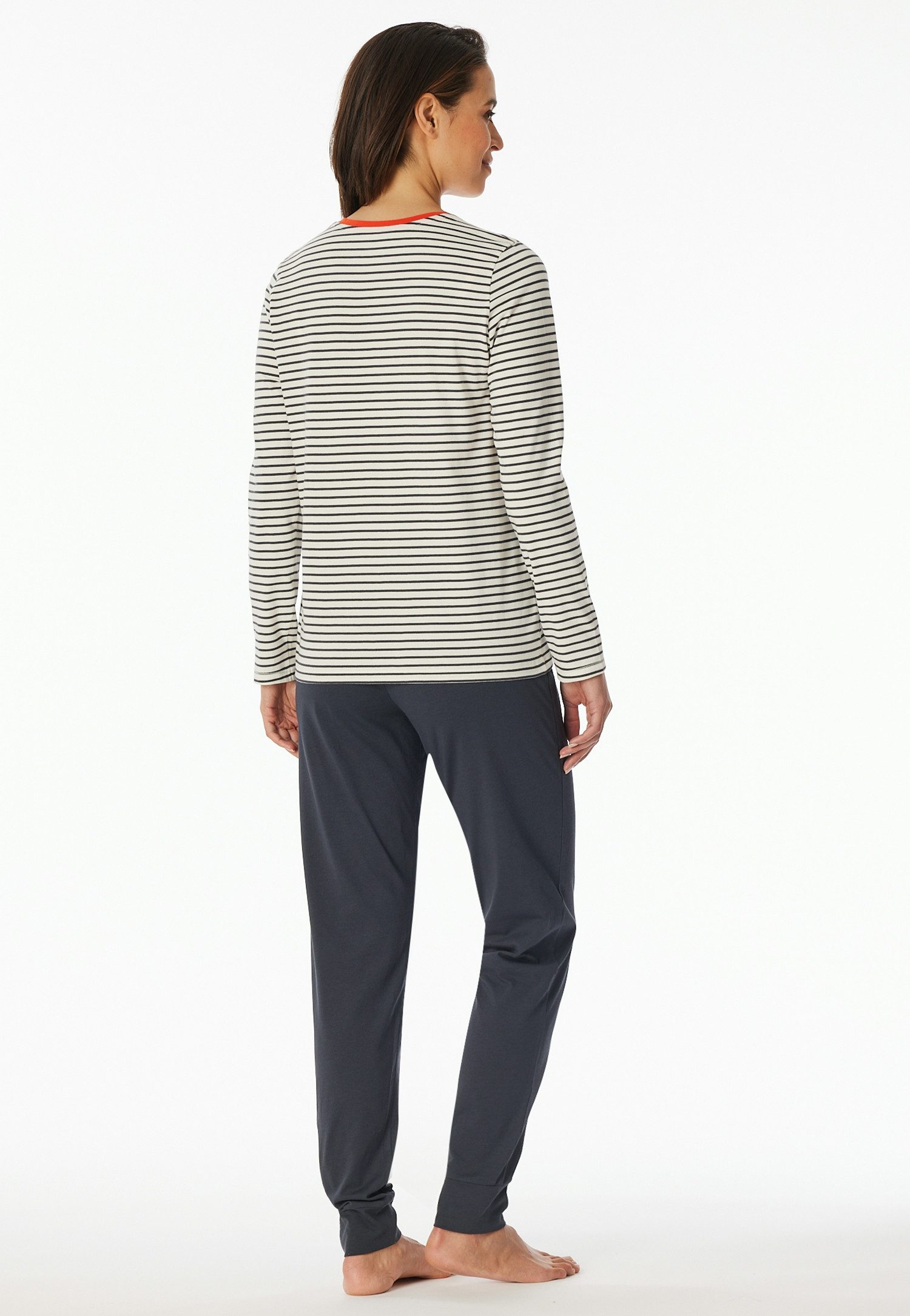 Schiesser Pyjama Casual Essentials met afgewerkte, ronde halsopening (2-delig)