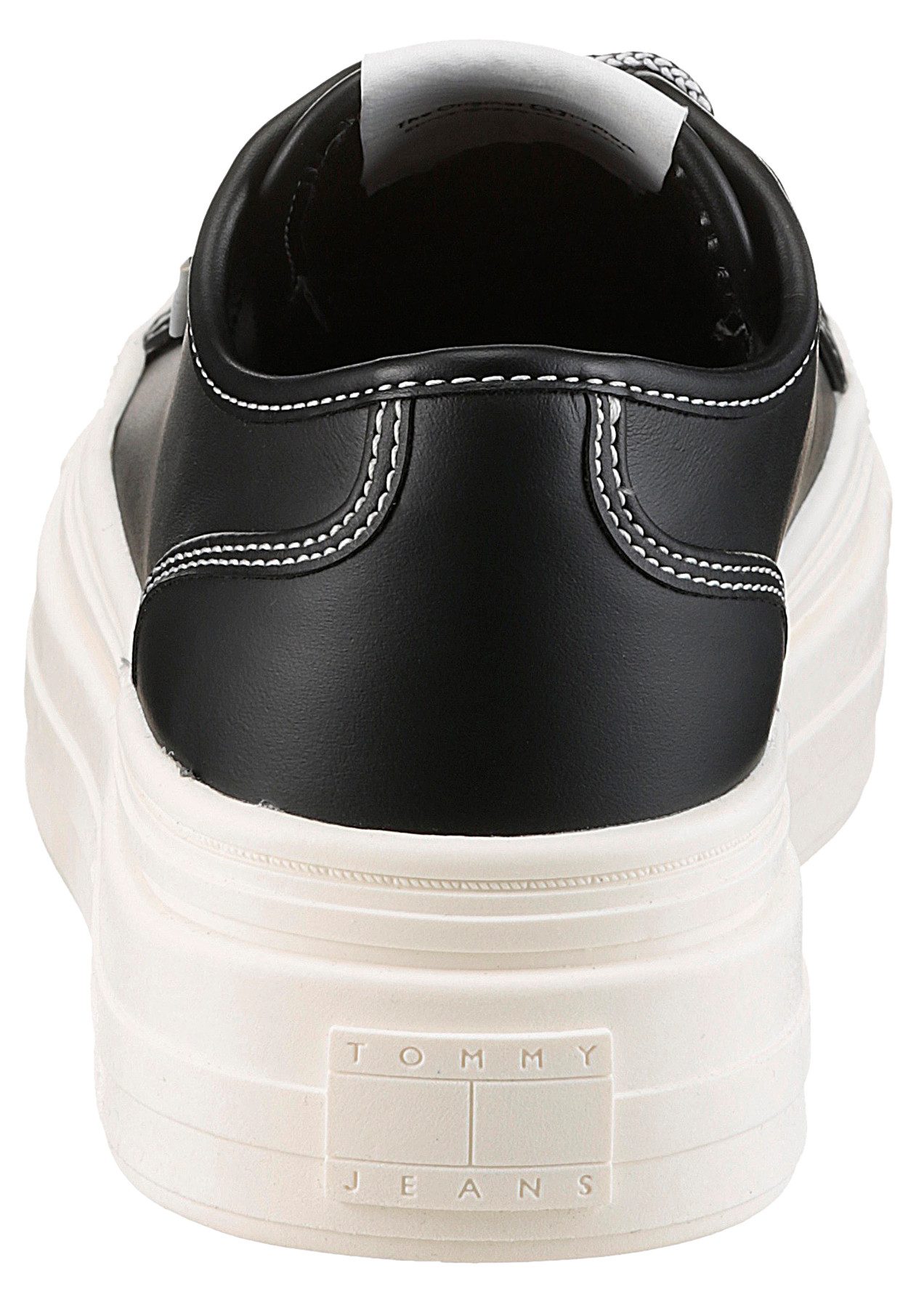 TOMMY JEANS Plateausneakers TJW FOXING VULC LC LEATHER , vrijetijdsschoen, lage schoen, veterschoen, contrast-veters
