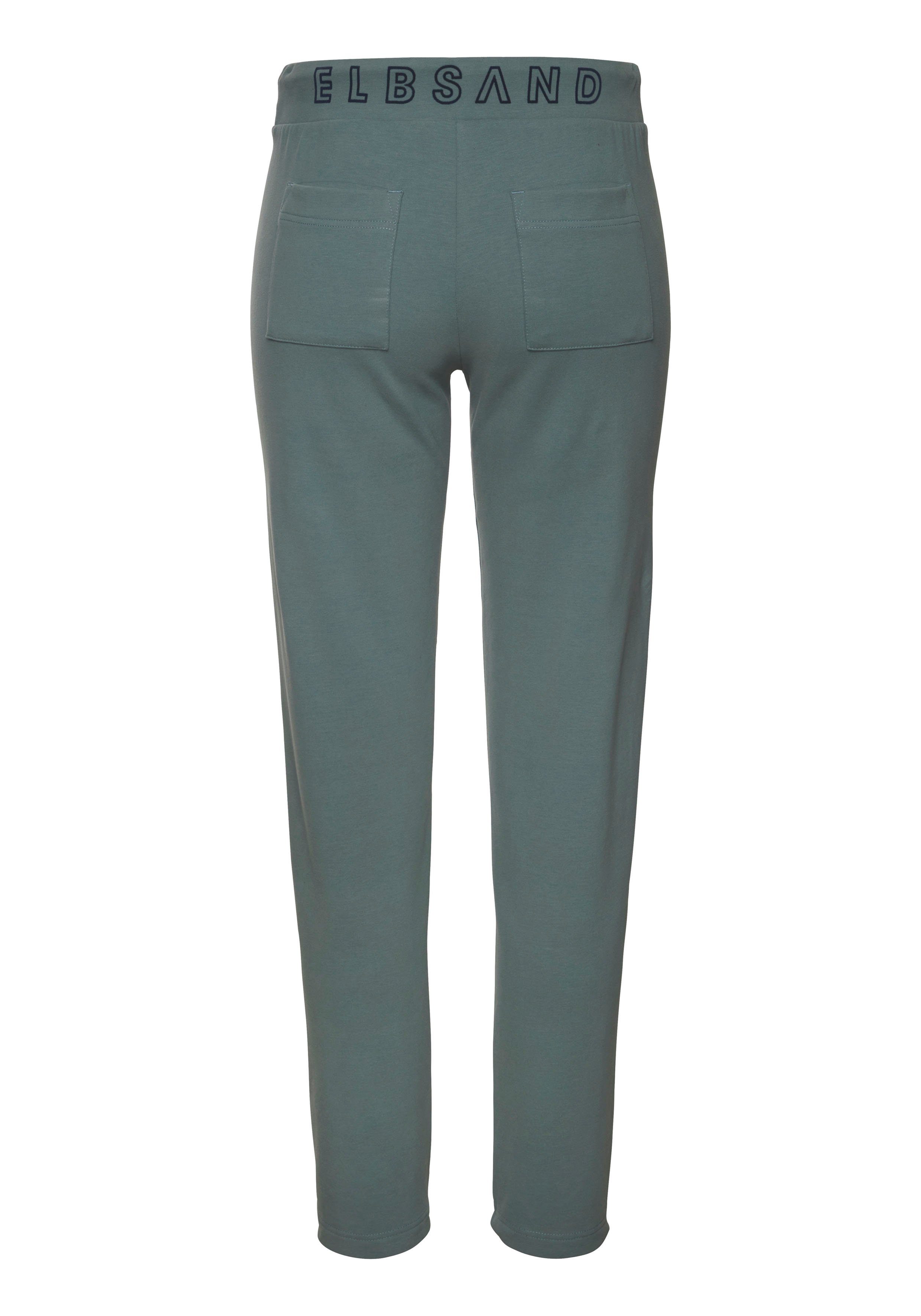 Elbsand Sweatbroek met logoprint achter joggingbroek met trekkoord en zakken