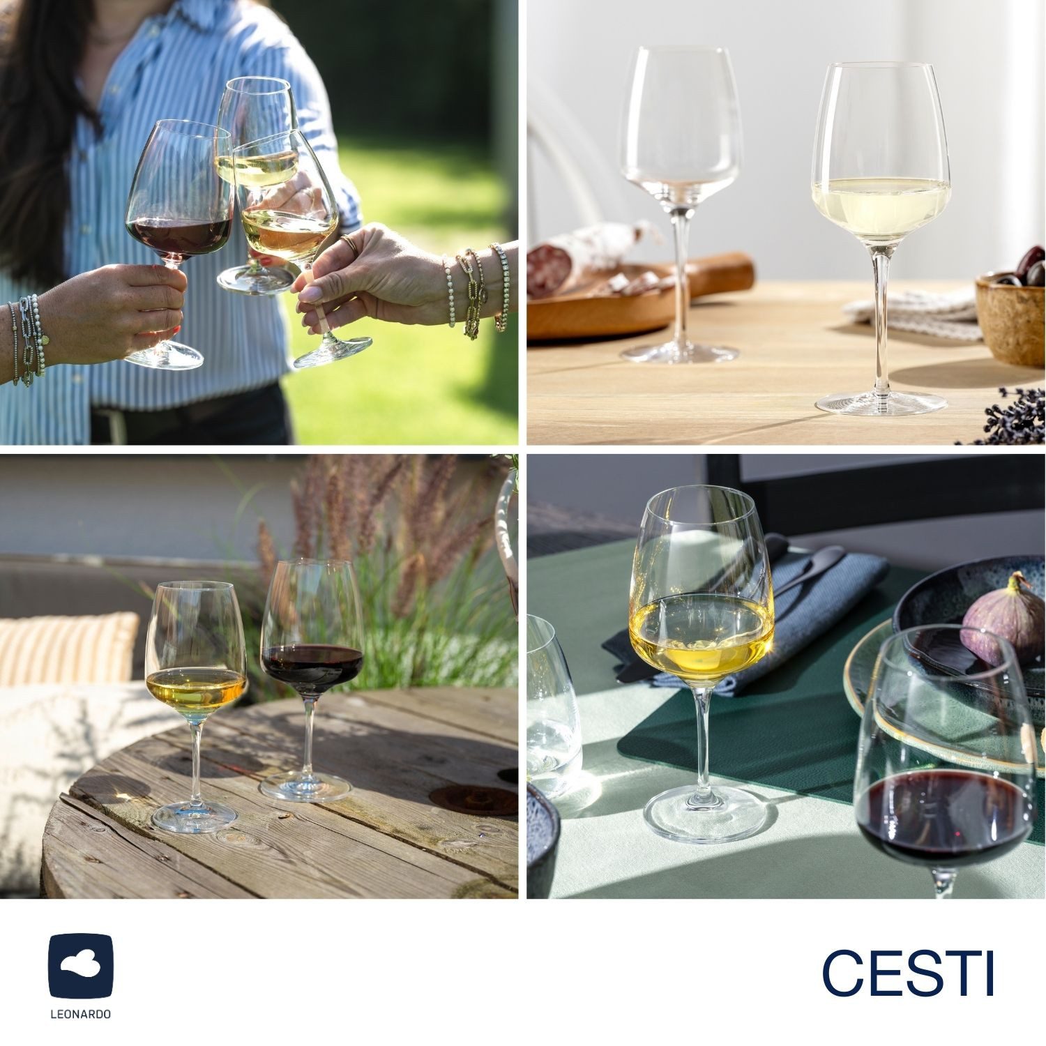 LEONARDO Wittewijnglas Rieslingglazen CESTI + poetsdoek (set, 7-delig)