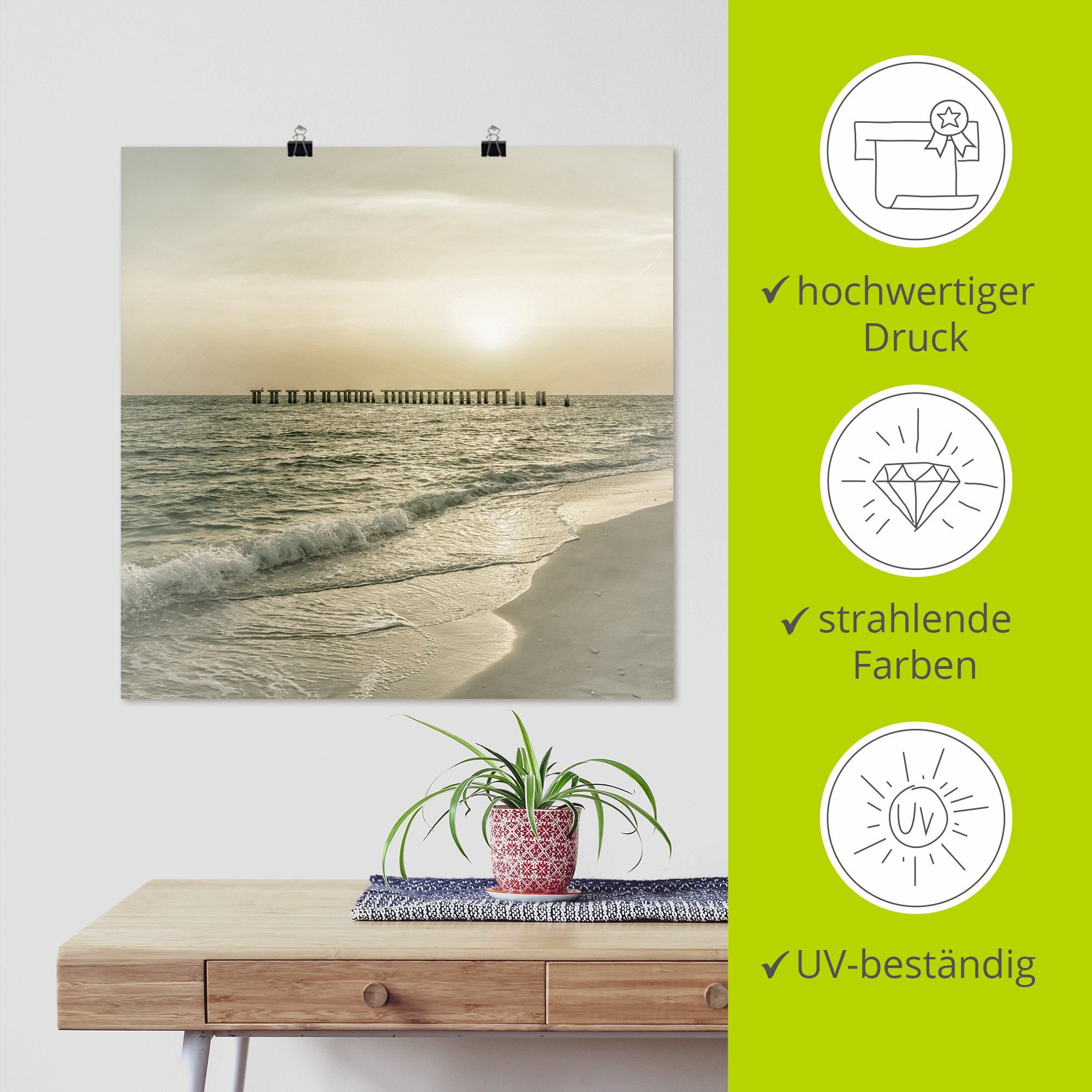 Artland Poster Gasparilla Island zonsondergang als artprint van aluminium, artprint op linnen, muursticker of poster in verschillende maten