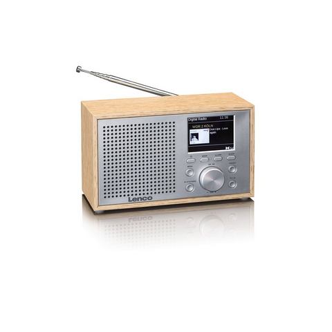 Compacte en stijlvolle DAB+-FM radio met Bluetooth® en houten behuizing Lenco Hout