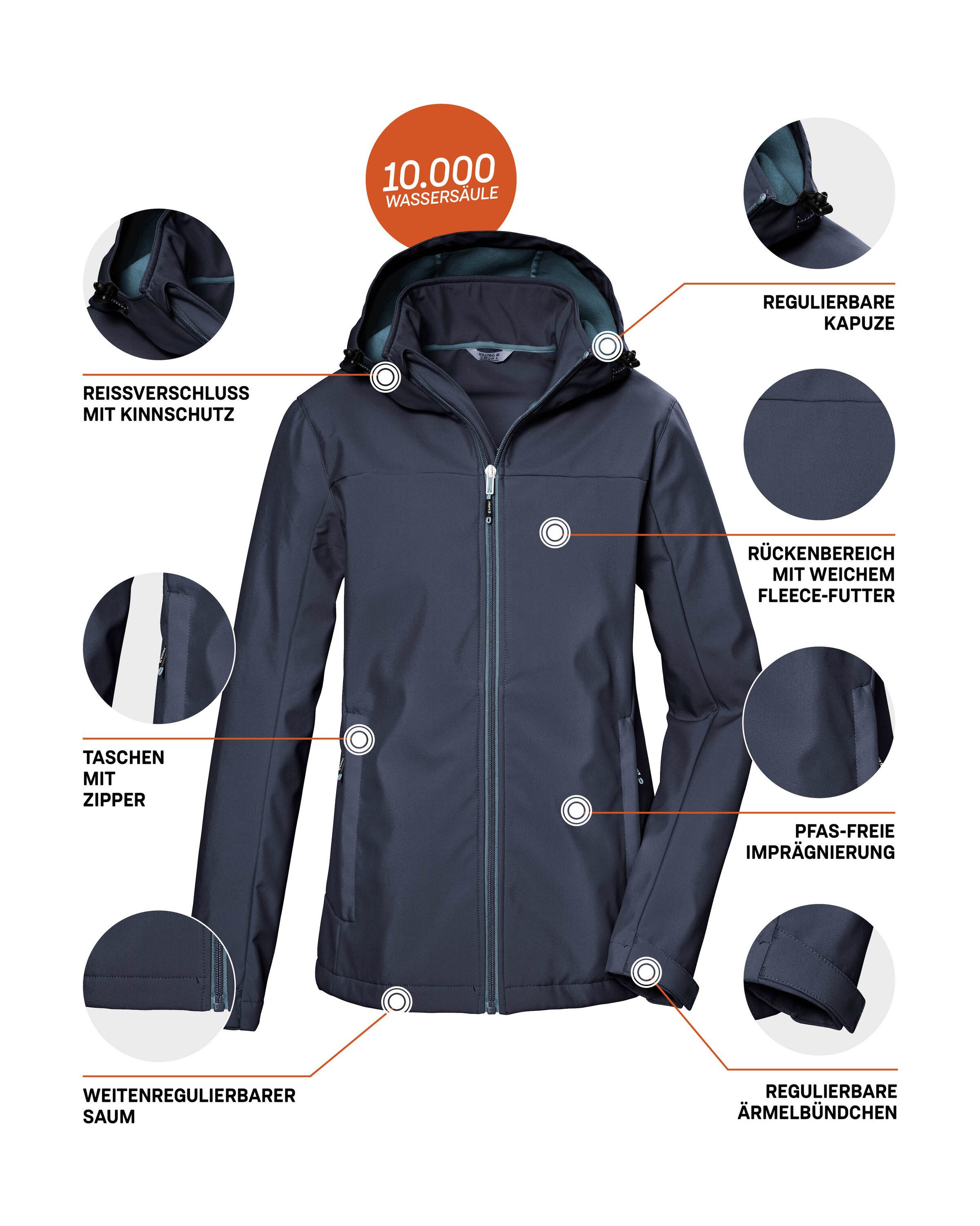 Killtec Softshell-jack KOS 102 WMN SFTSHLL JCKT Waterafstotende, ademende softshelljack, PFAS-vrij geïmpregneerd