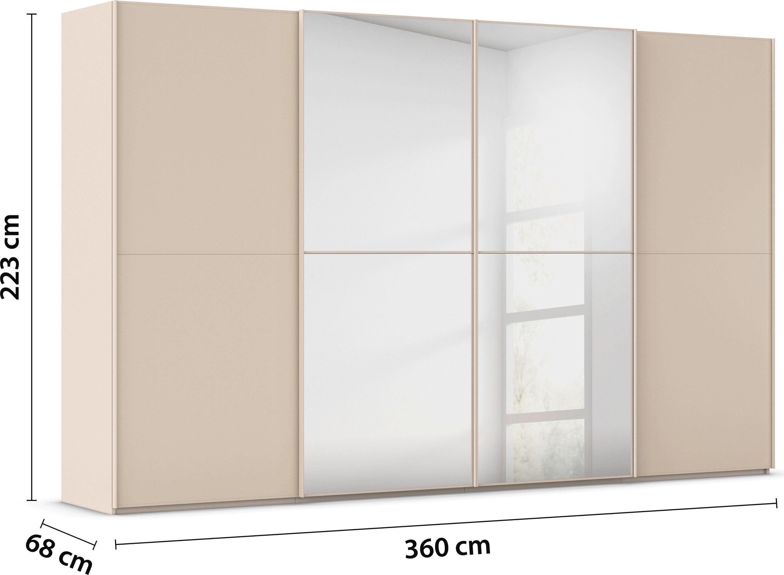 rauch Schuifdeurkast Kledingkast Kast Garderobe Slaapkamerkast SCALE-DUO edel tweedelige deuren, spiegel en 3 sierlijsten made in germany