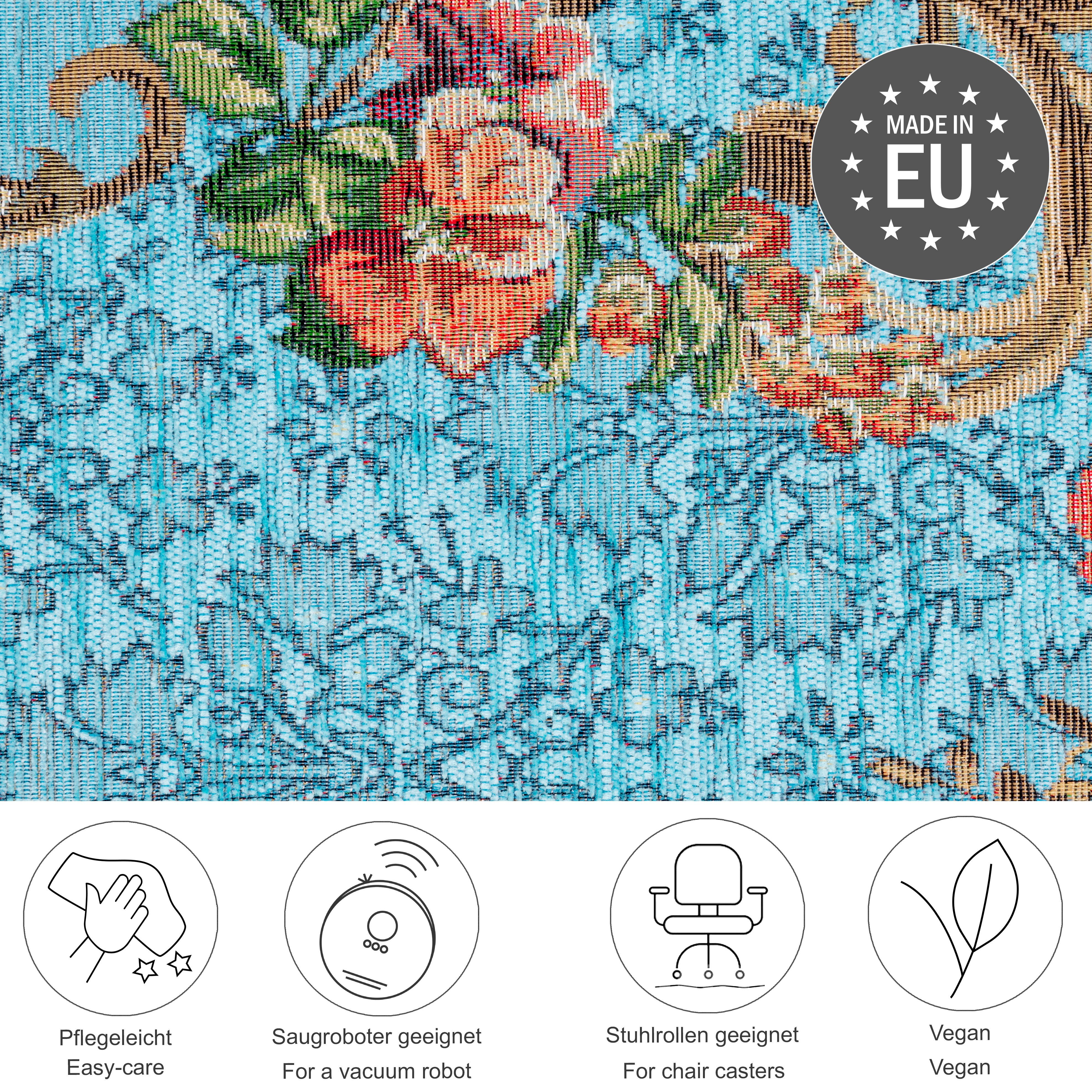 THEKO Vloerkleed Flomi Floral geweven, bloemendessin, ideaal in de woonkamer & slaapkamer