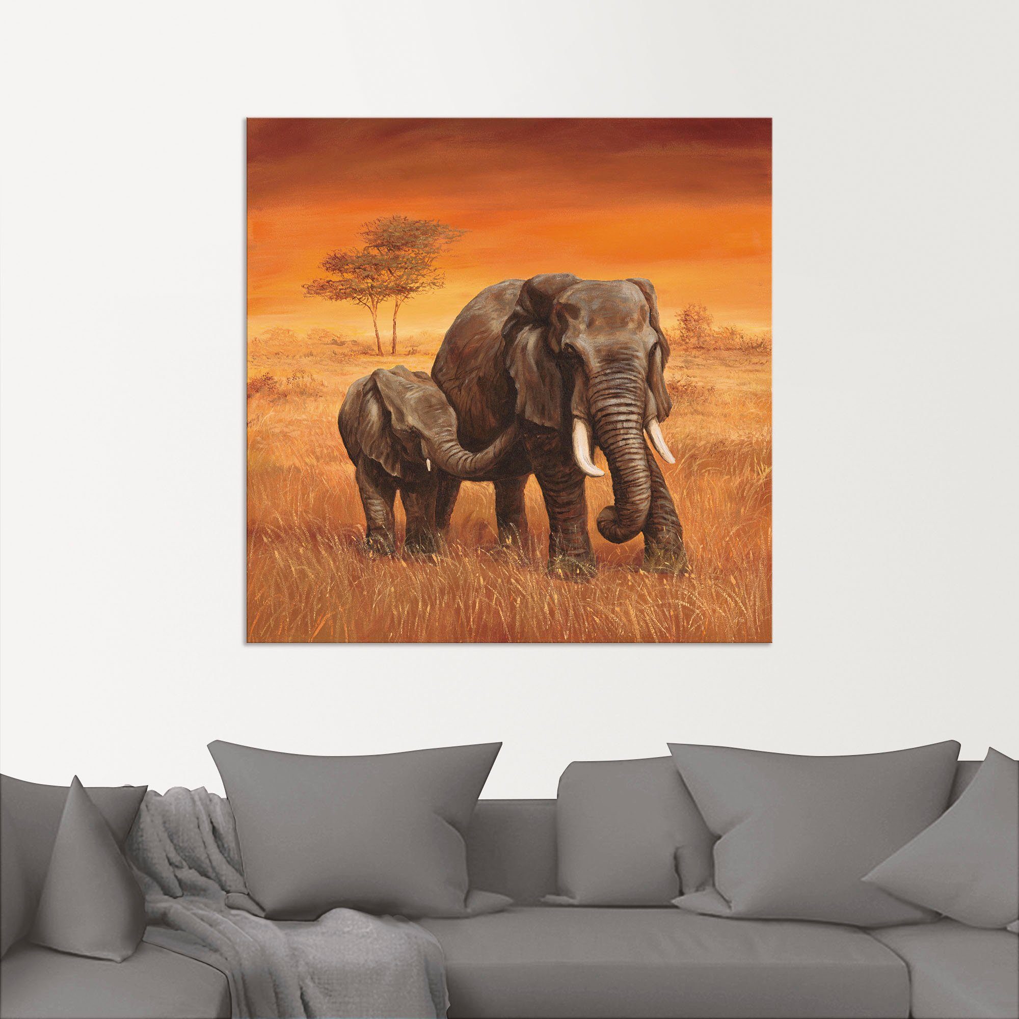 Artland Artprint Olifanten II als artprint van aluminium, artprint voor buiten, artprint op linnen, poster, muursticker