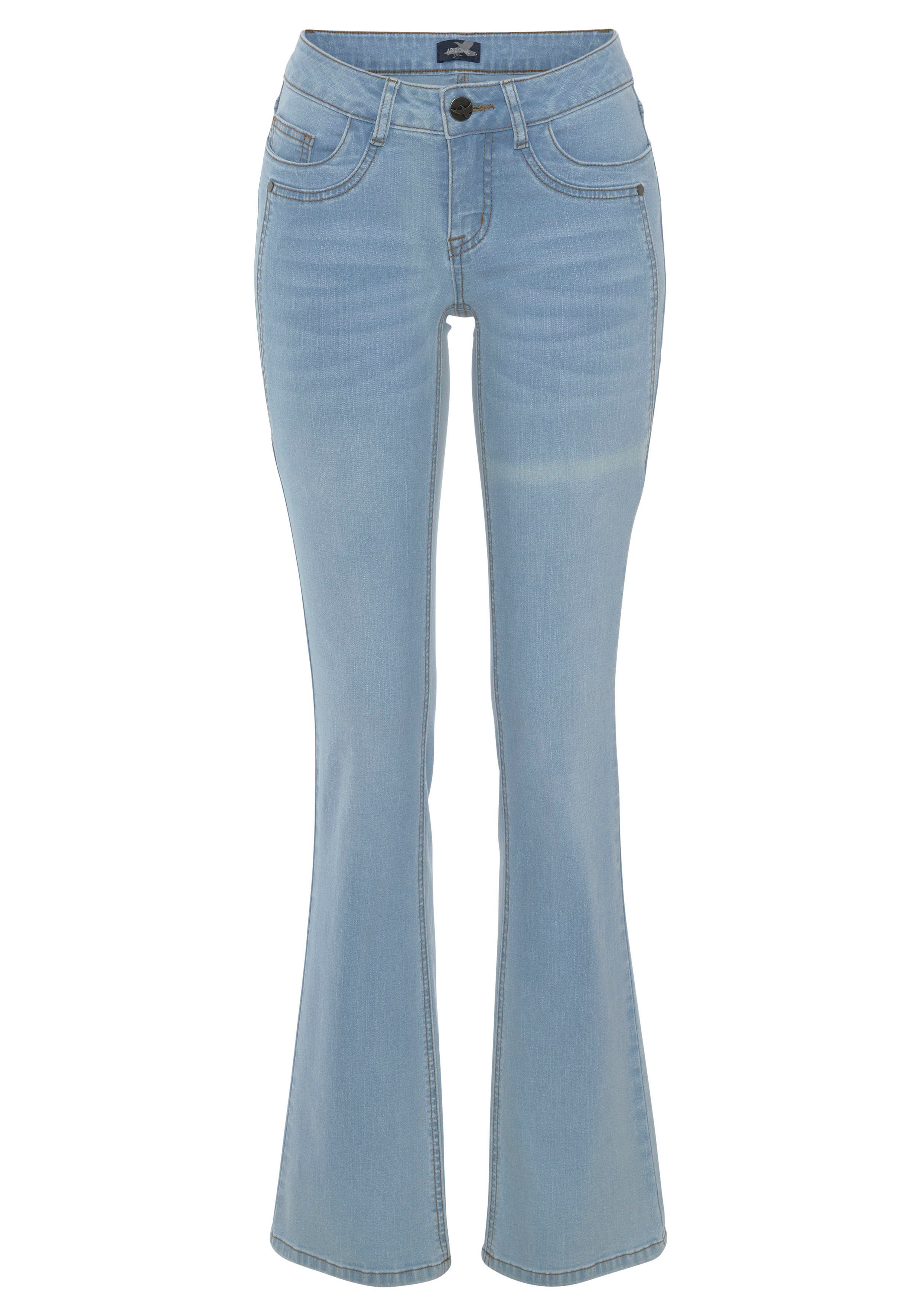 Arizona Bootcut jeans Met geren uitlopende pasvorm, lage taille, elastisch materiaal
