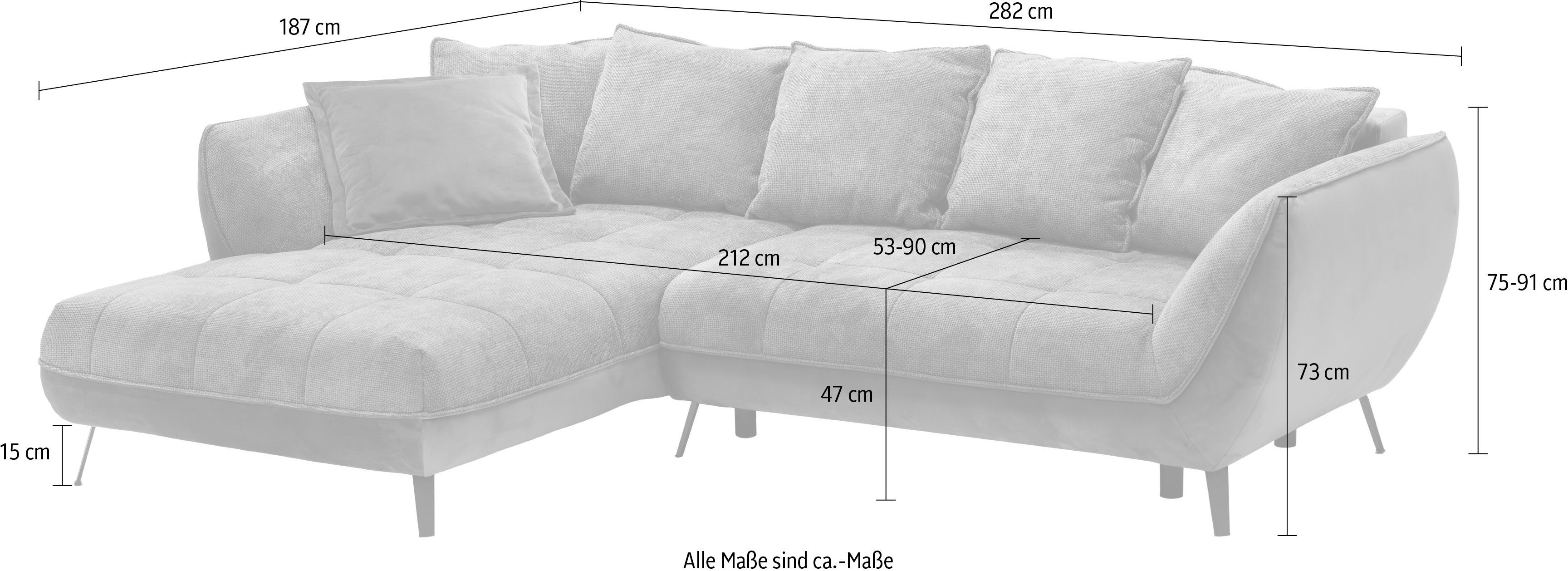 exxpo - sofa fashion Hoekbank Midway met eenvoudige Easy-Lift bedfunctie, comfortabel en modern