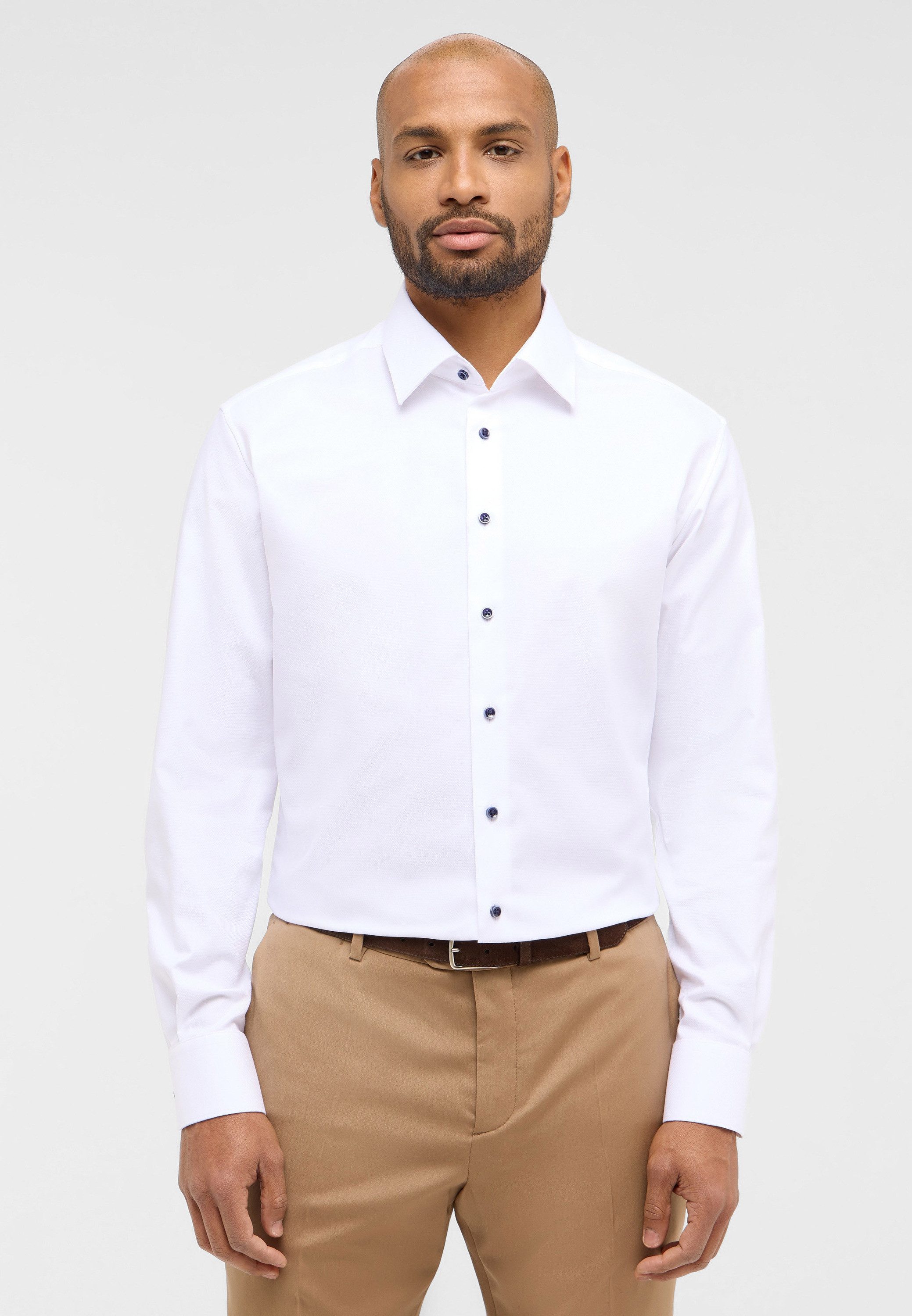 Eterna Overhemd met lange mouwen MODERN FIT NON IRON (strijkvrij) heren overhemden maat 46 wit