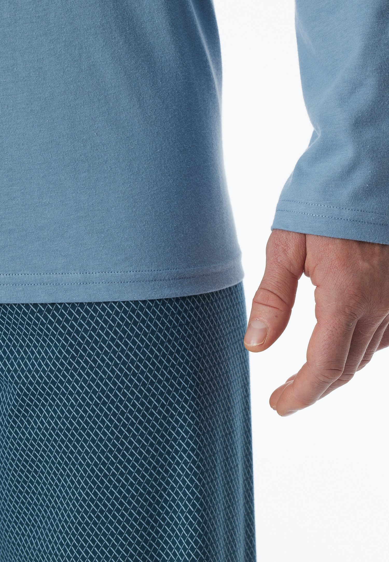Schiesser Pyjama Comfort Essentials met v-hals en opgestikte borstzak (2-delig)