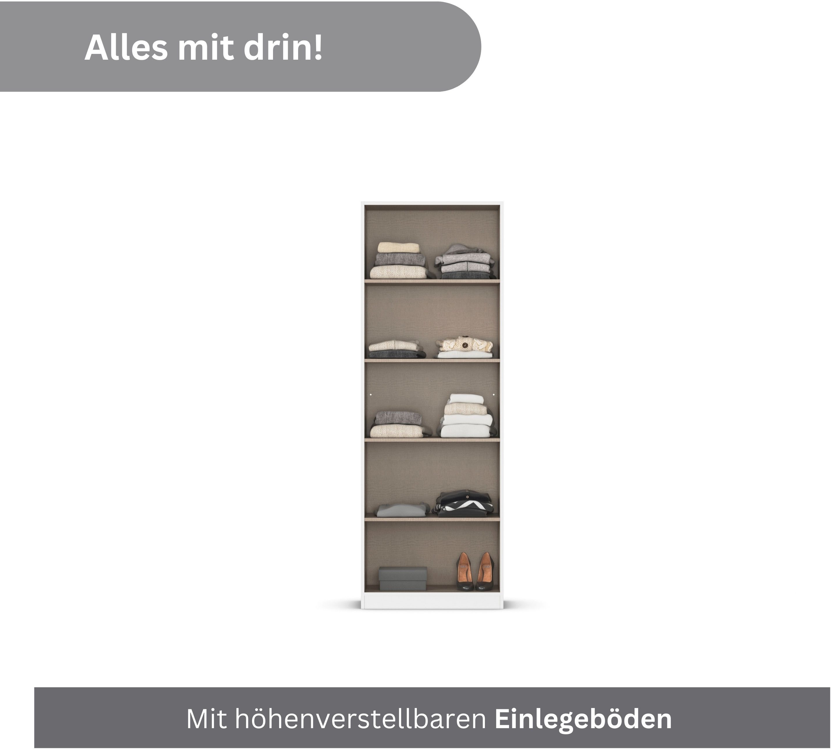 rauch Multifunctionele kast Garderobe Kledingkast Kast Schoenenkast Schoonmaakkast MINOSA In 4 breedtes met veel inlegplanken voor veel opbergruimte MADE IN GERMANY