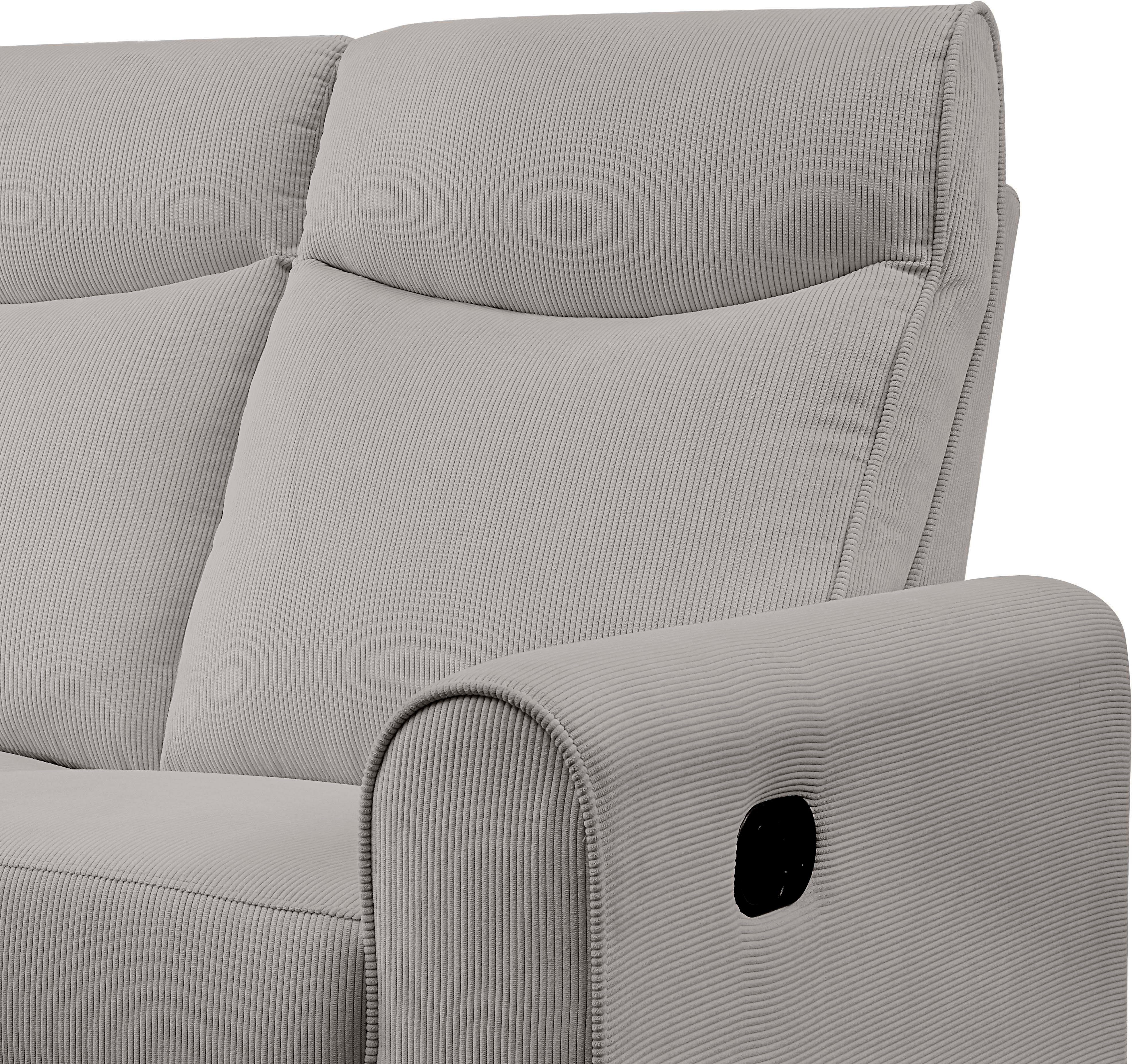 ATLANTIC home collection Hoekbank Gero L-vorm met relaxfunctie en bergruimte, met cordbekleding
