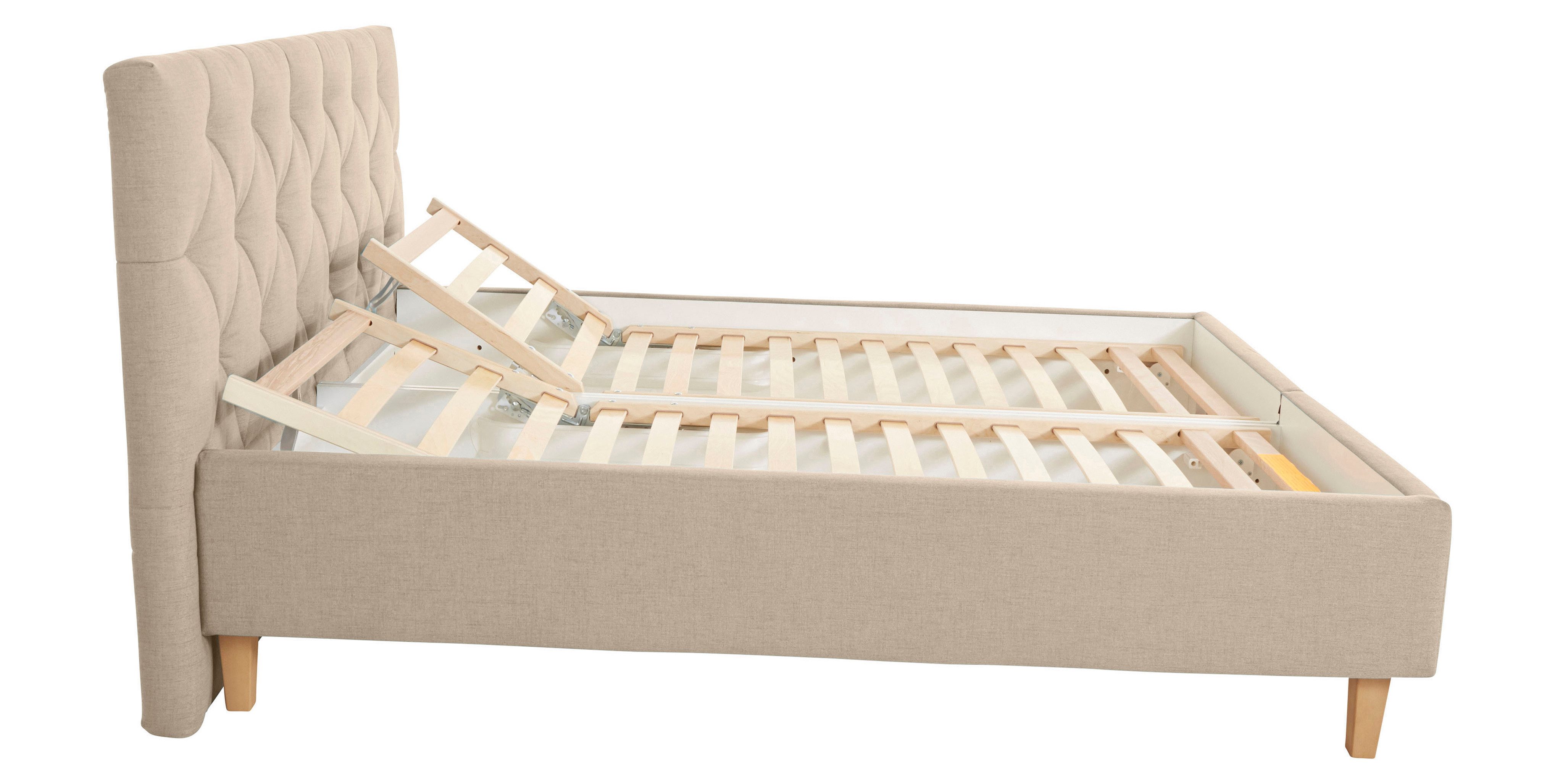 Home affaire Gestoffeerd bed Sunley 100 Kruisstiksel, hoofdbordhoogte 102 cm, zonder of met matras/lattenbodem