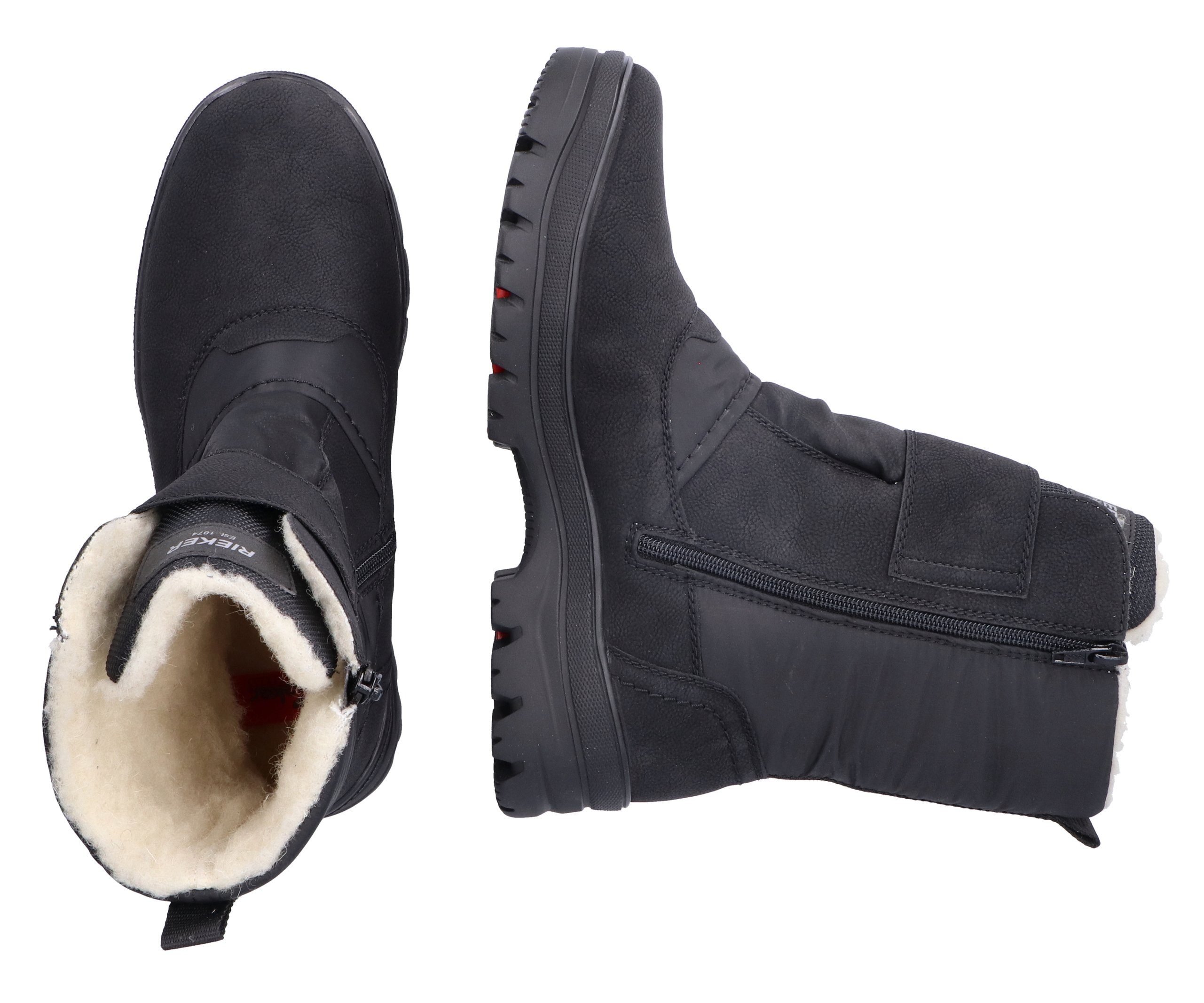 Rieker Winterlaarzen velcro boots with lambswool lining, flip grip sole and tex membrane