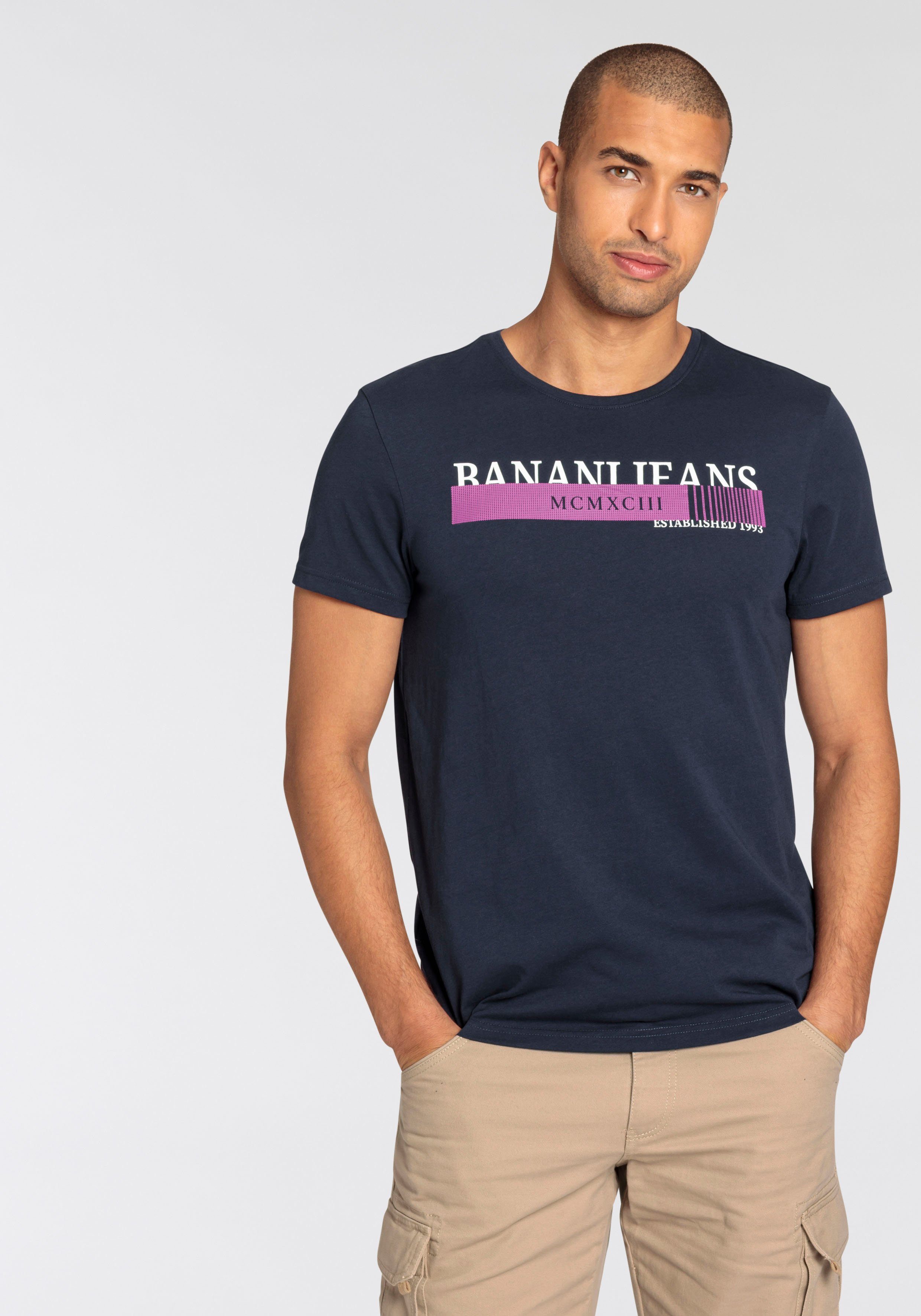 Bruno Banani T-shirt korte mouwen, smalle pasvorm, bedrukt, ronde hals