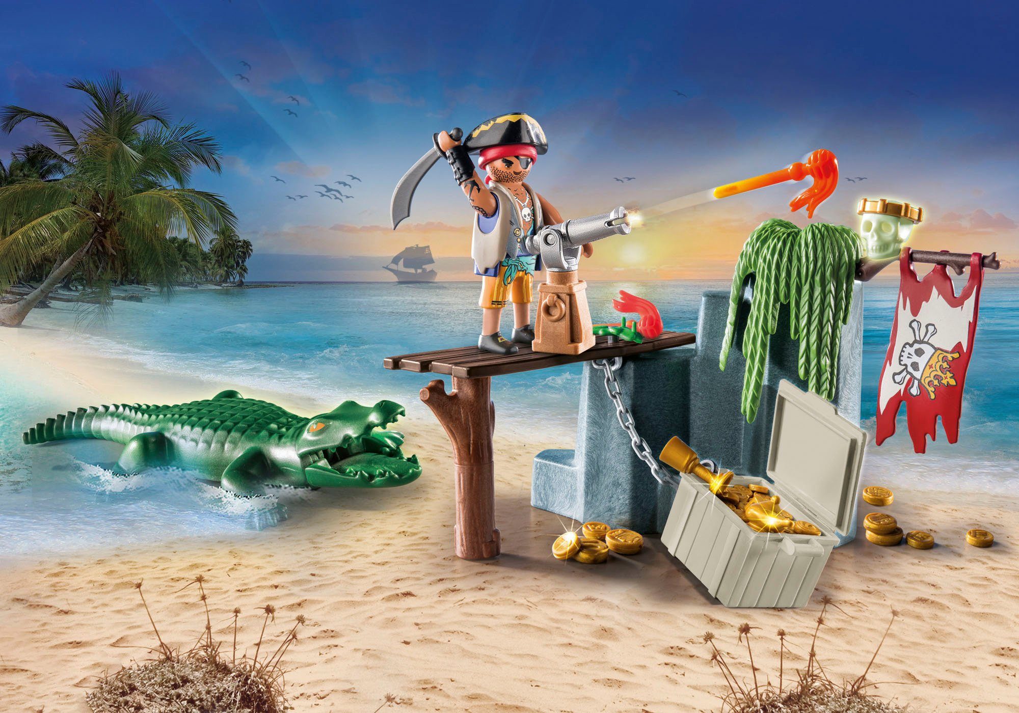 Playmobil® Constructie-speelset Piraat met alligator (71473), Pirates gedeeltelijk van gerecycled materiaal, made in europe (59-delig)