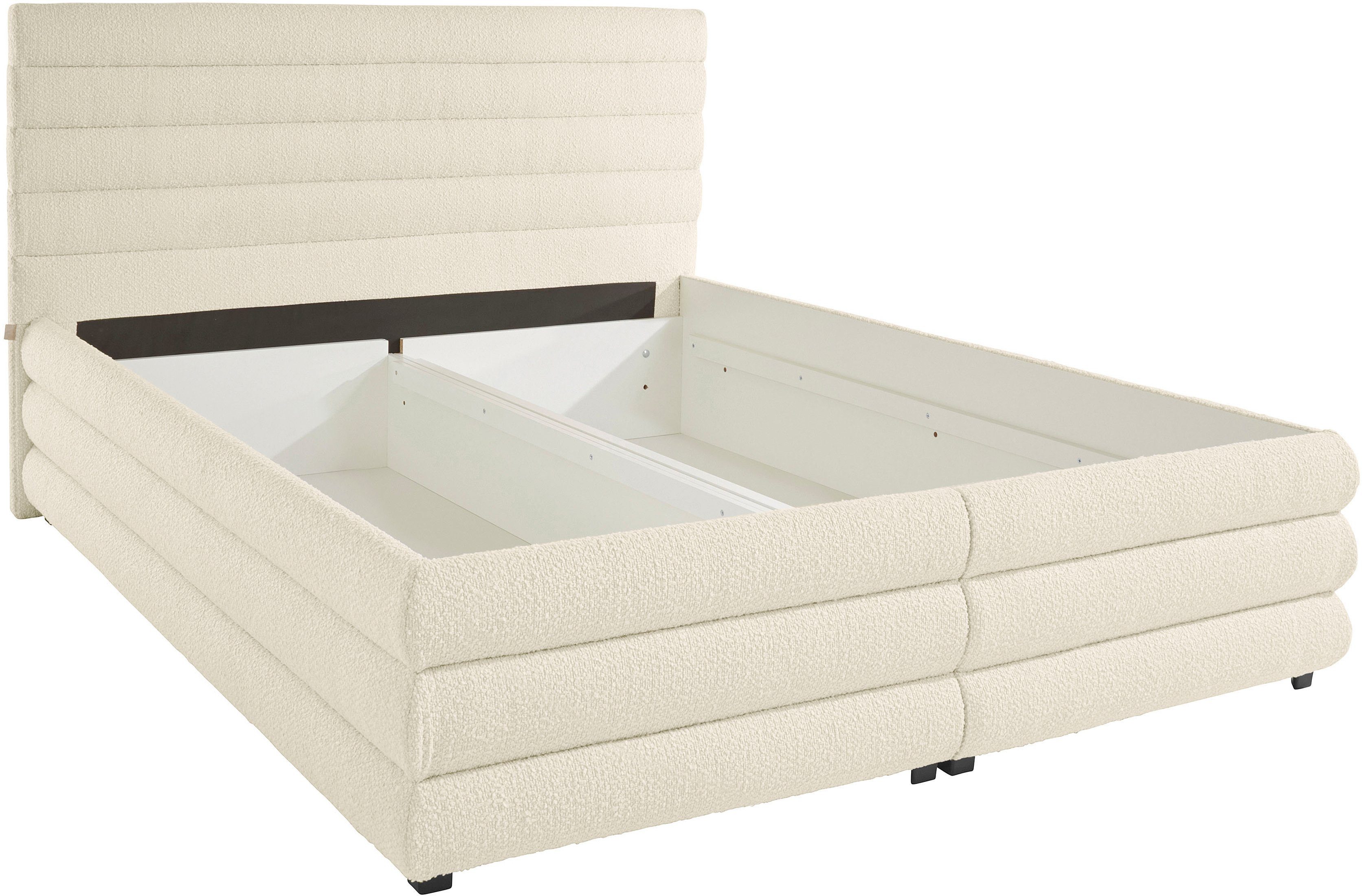 LeGer Home by Lena Gercke Gestoffeerd bed Maylis bouclé naar keuze met en zonder matras en lattenbodem, ook in 200 cm breedte