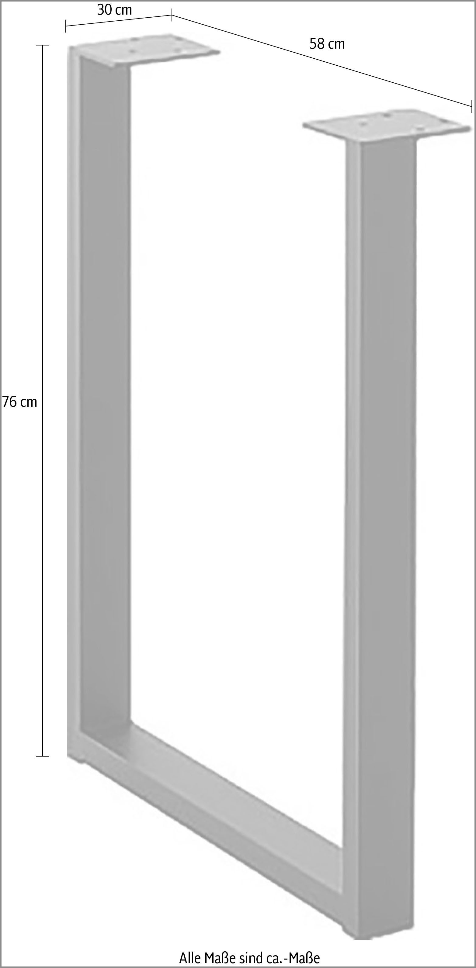 MCA living Tafelpoot Zeballos U-frame zwart, gepoedercoat (set, 2 stuks)