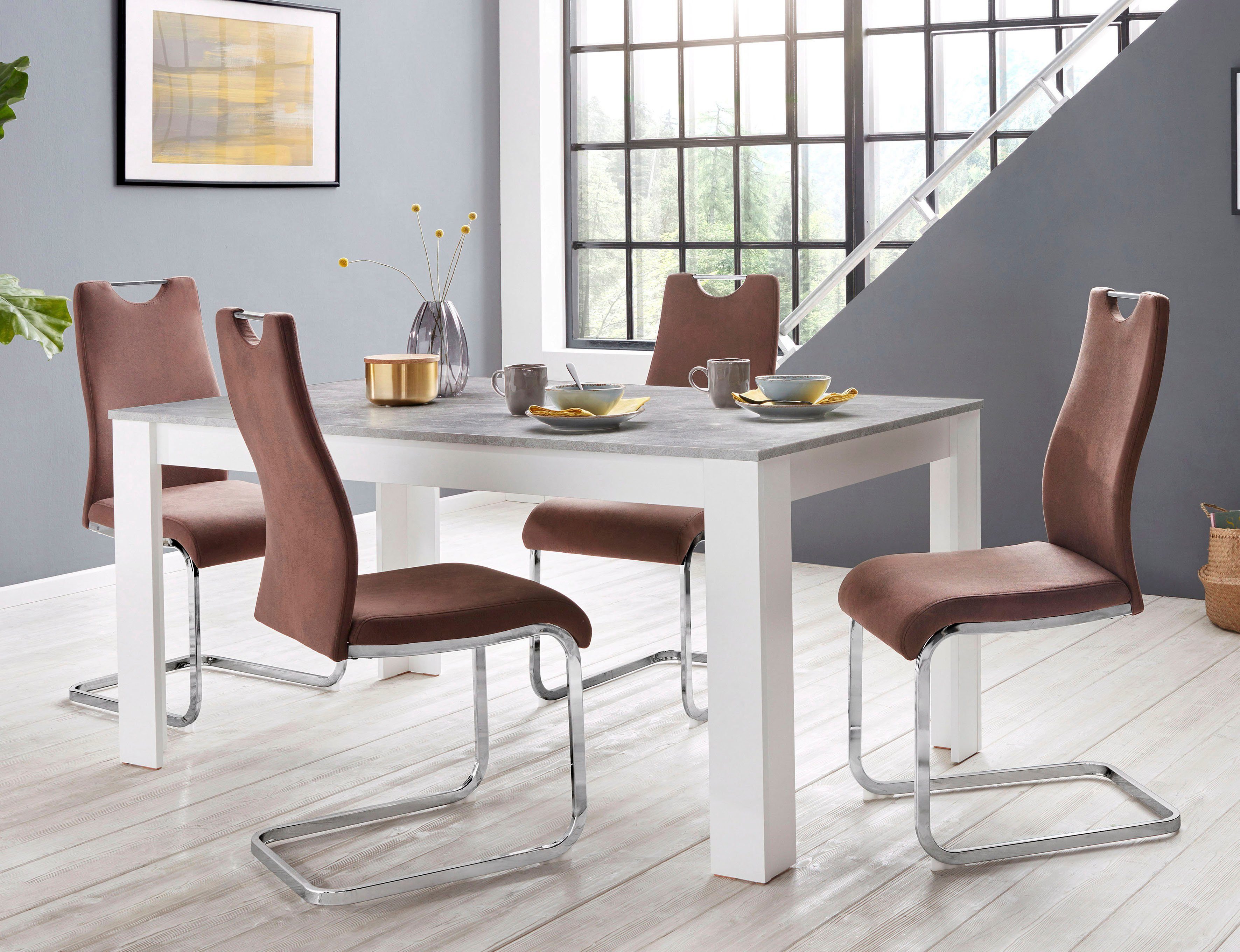 Home affaire Eethoek Milano 4 stoelen en 1 tafel (set, 5-delig)