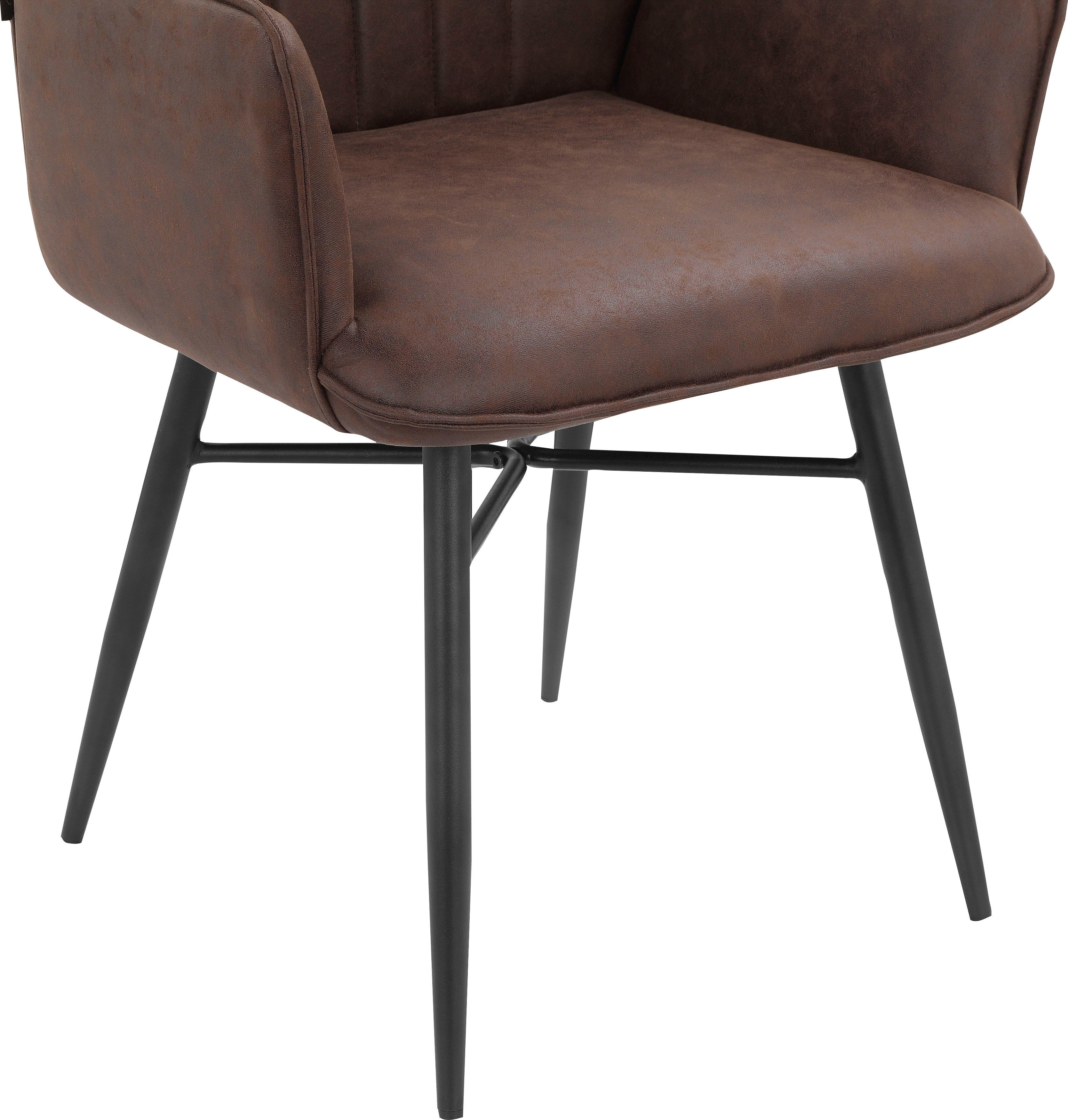 Leonique Eetkamerstoel Hrodwyn Zacht beklede zitting, met horizontale naden op de achterkant, zithoogte 52 cm (2 stuks)