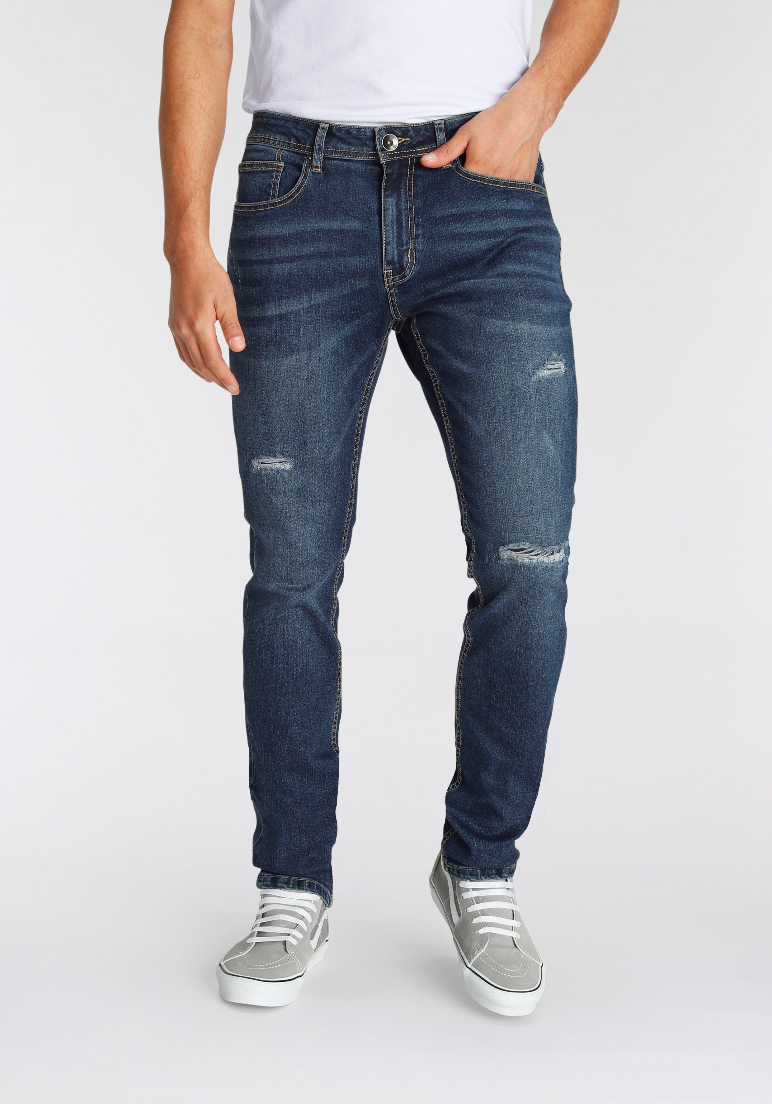 AJC Straight jeans met slijtage-effecten aan de benen