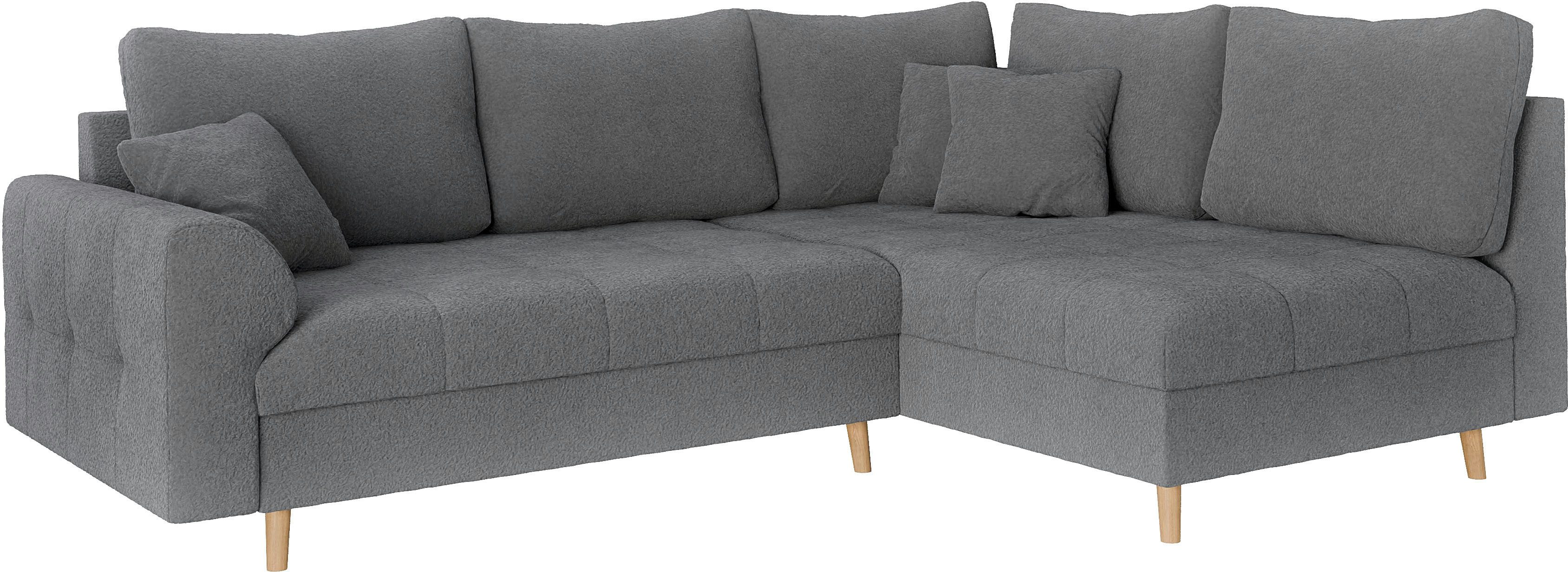 Home affaire Hoekbank CHARRE L-vorm met ottomane, afmetingen B/D/H: 231/161/81 cm fijne stiksels, losse rug- en sierkussens, ook in cord en bouclé