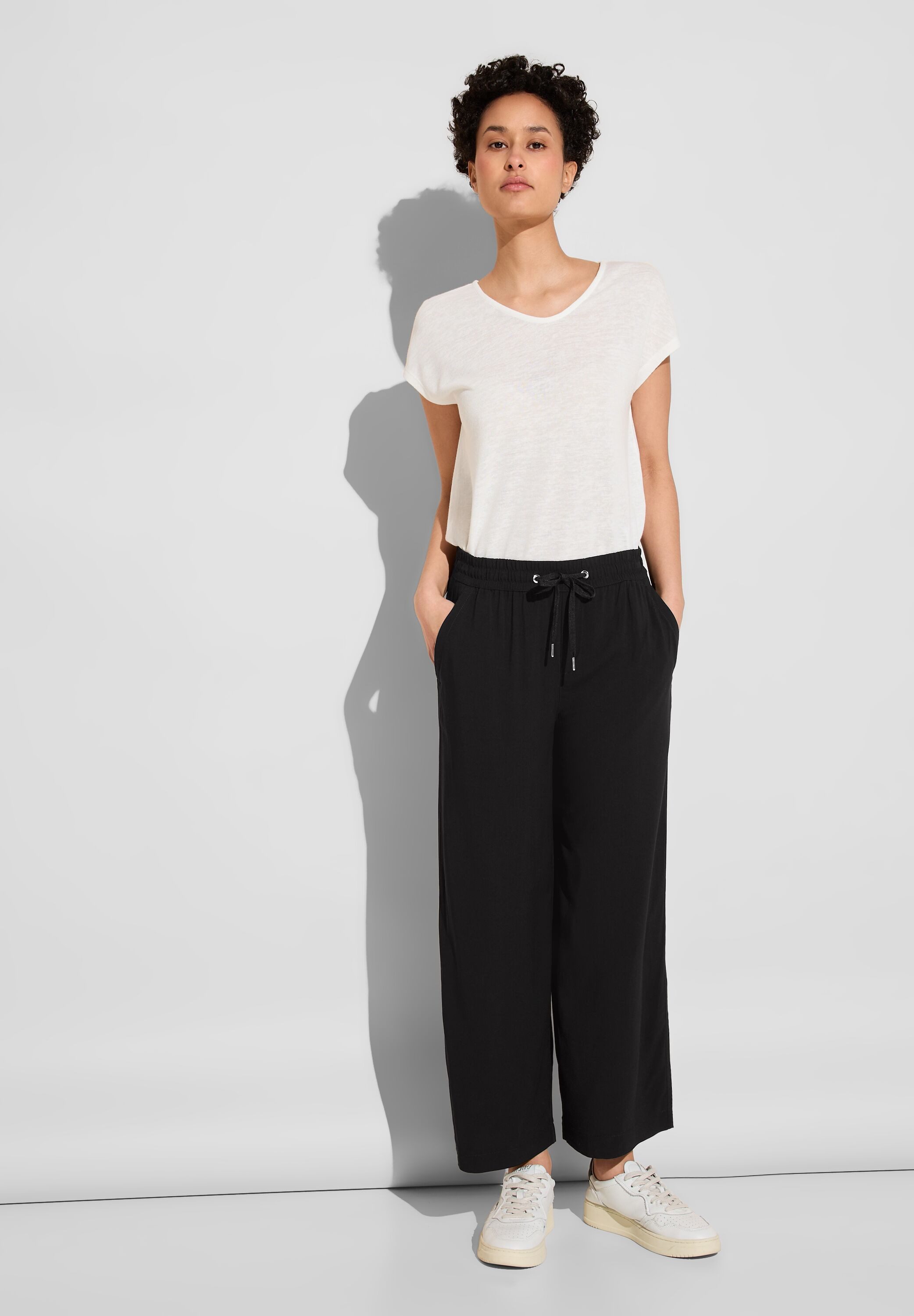 STREET ONE 7/8 broek met wijde pijpen