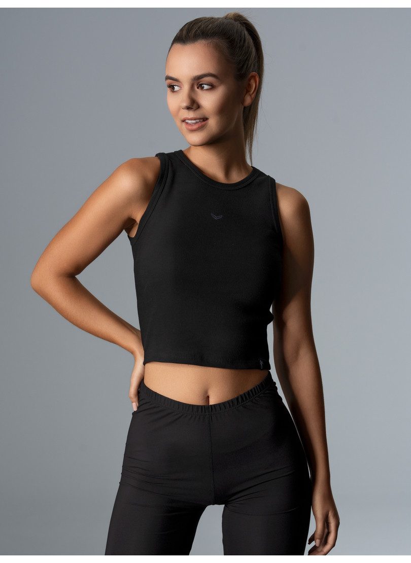 Trigema Crop-top TRIGEMA cropped top van elastische dubbelrib (1-delig) dames tops maat M zwart