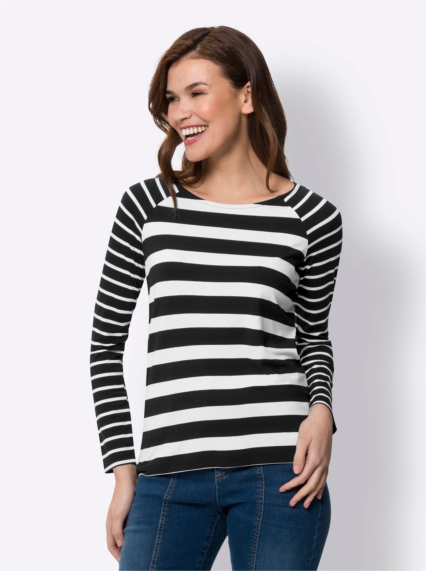 heine Shirt met ronde hals Gestreept shirt (1-delig)