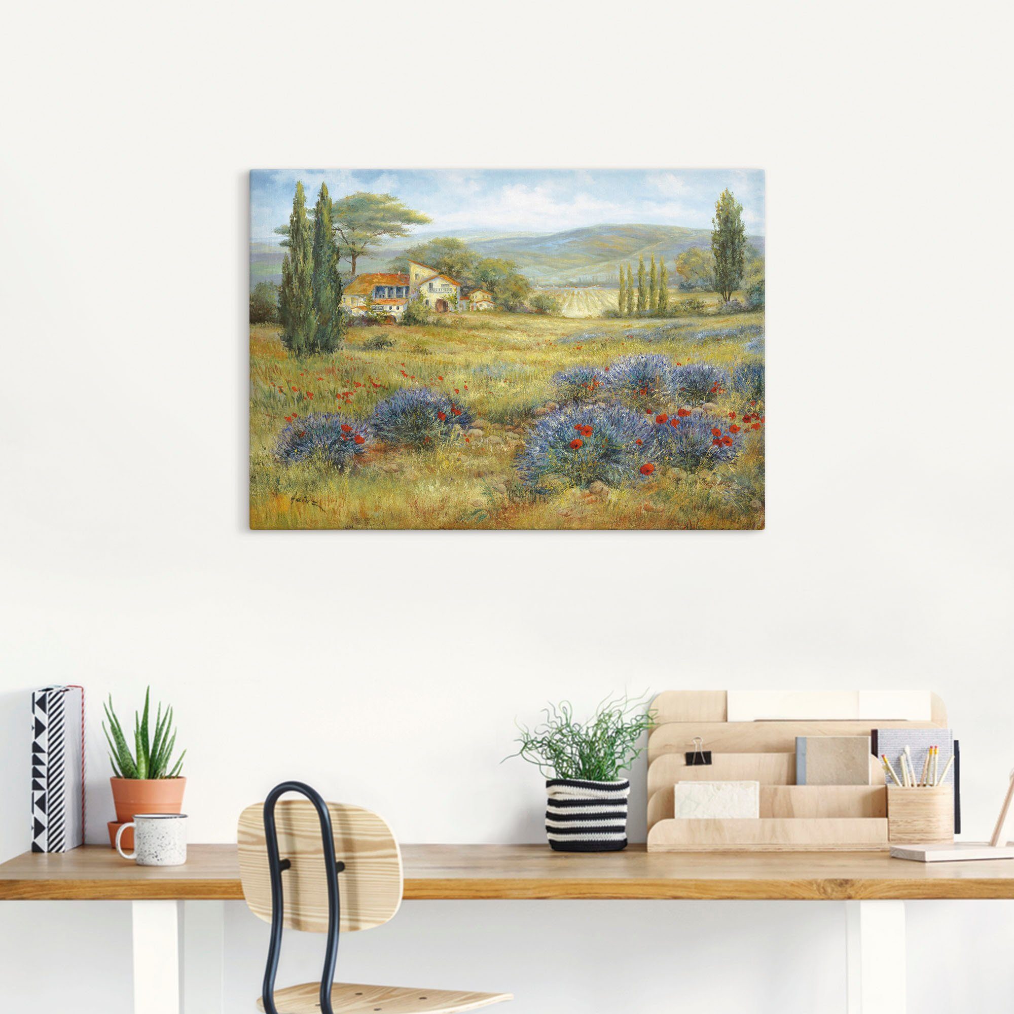 Artland Artprint op linnen Provence lavendelweide gespannen op een spieraam