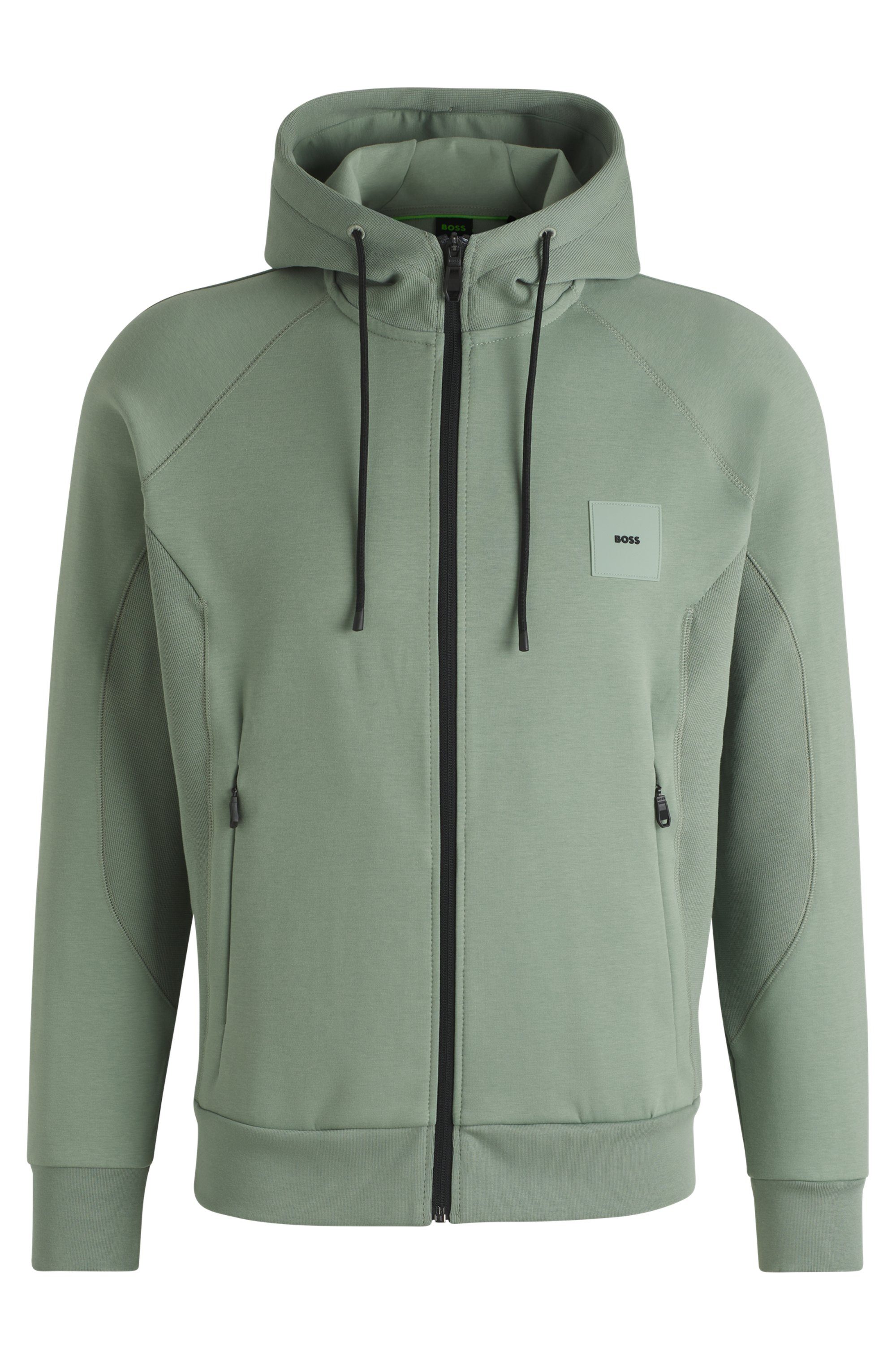 BOSS GREEN Sweatvest Saggy Rib met tonale inzetten