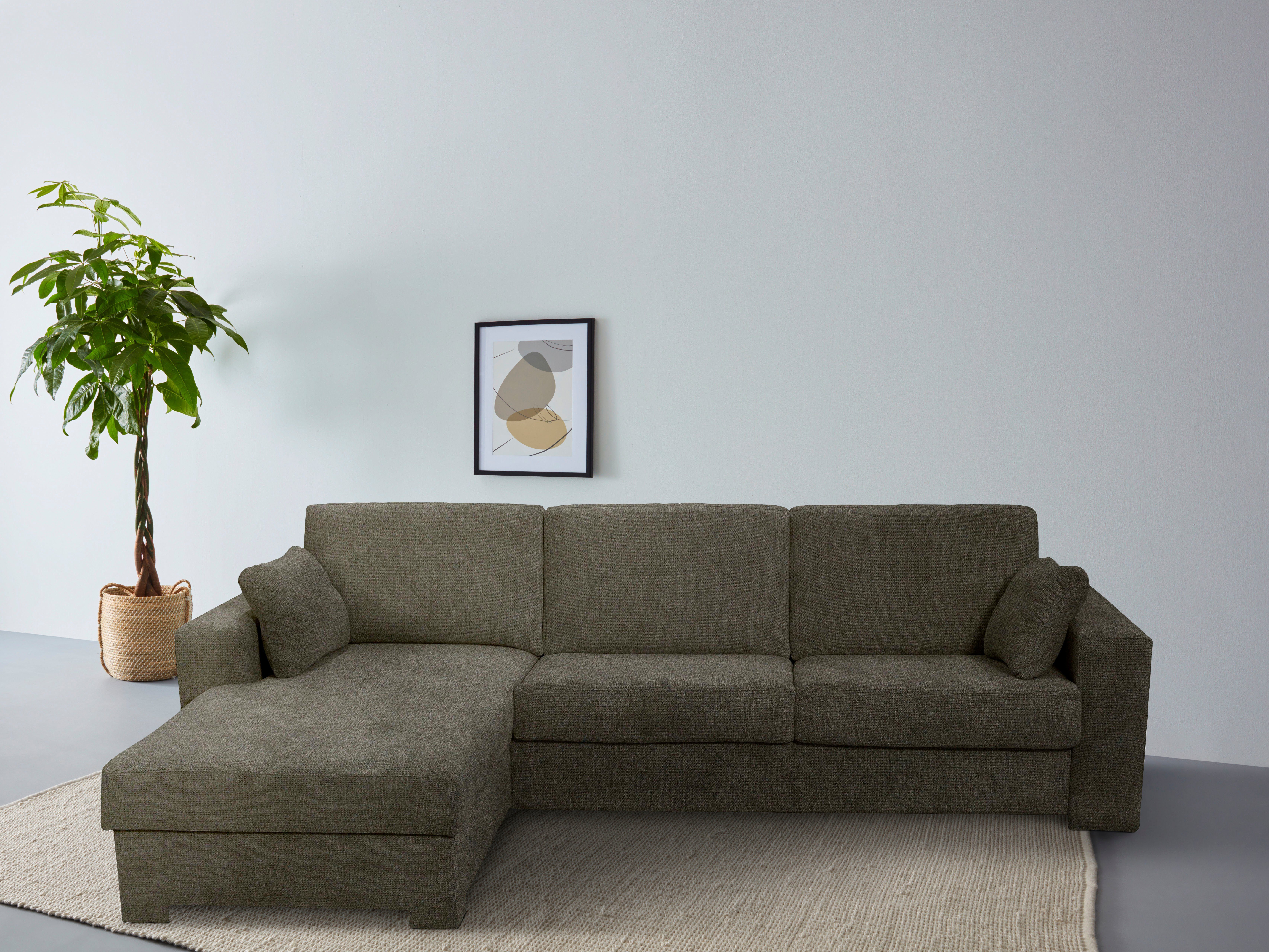 Home affaire Hoekbank Roma "L" slaapfunctie, met ondervering Matras hoogte 14 cm, ligmaat ca 163x198 cm, L-vorm groen, hoekbanken, Récamier links