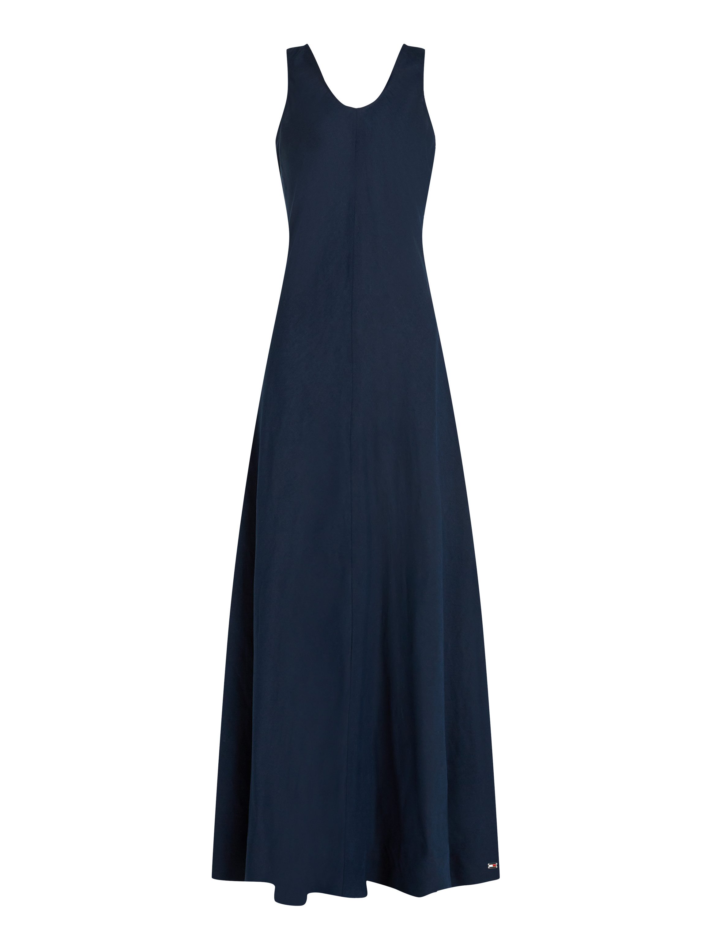 Tommy Hilfiger Maxi-jurk TEXTURED LINEN TANK MAXI DRESS met metalen label, koel premium linnen
