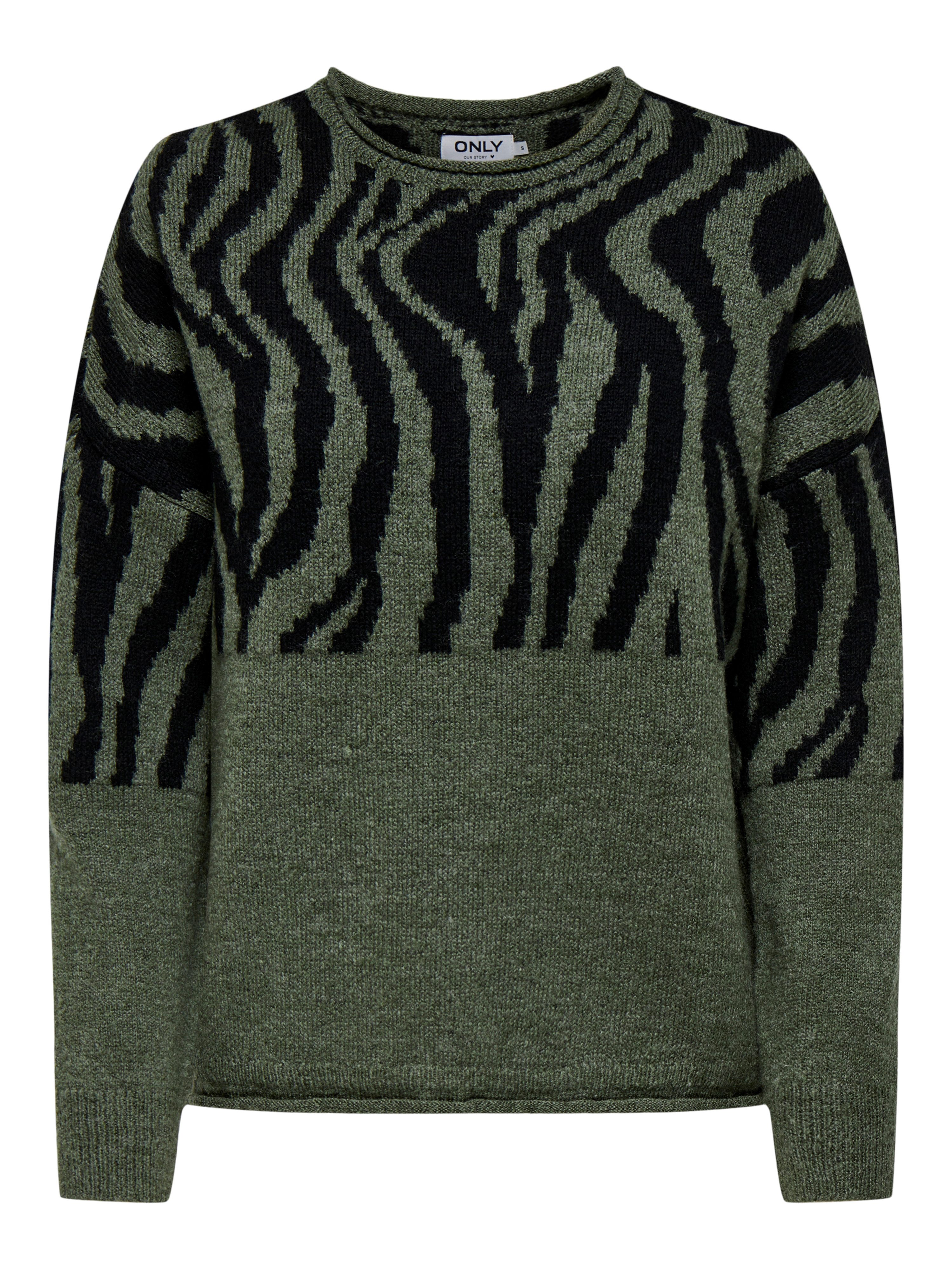 Only Trui met ronde hals ONLJADE ANIMAL LS O-NECK NOOS KNT