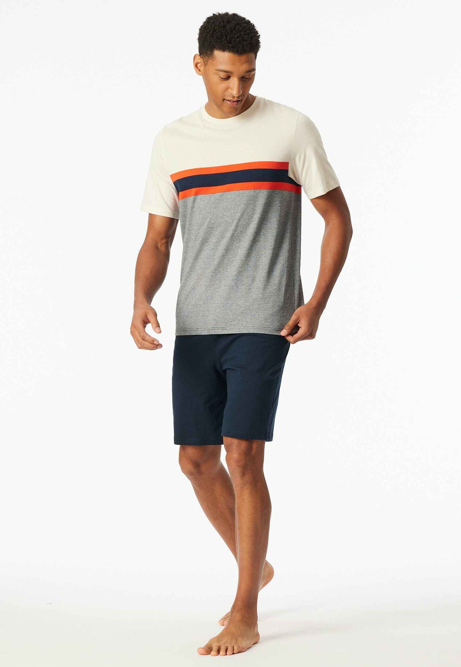 Schiesser Shortama Casual Nightwear Shorts in uni met bindband aan de tailleband (2-delig)