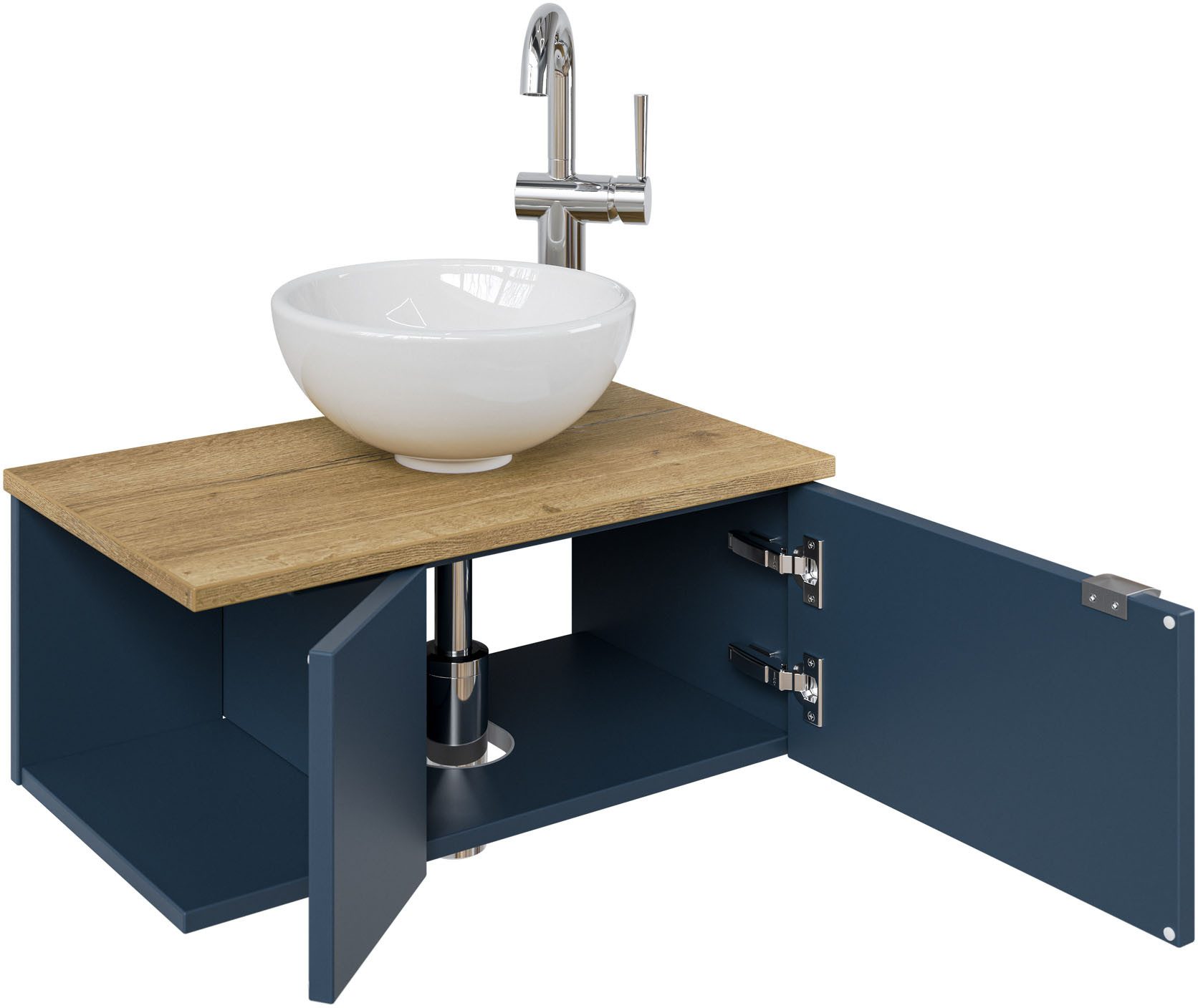 Saphir Wastafelonderkast Serie 6915 wastafel met onderkast voor gastenbadkamer, tweede toilet (3-delig)