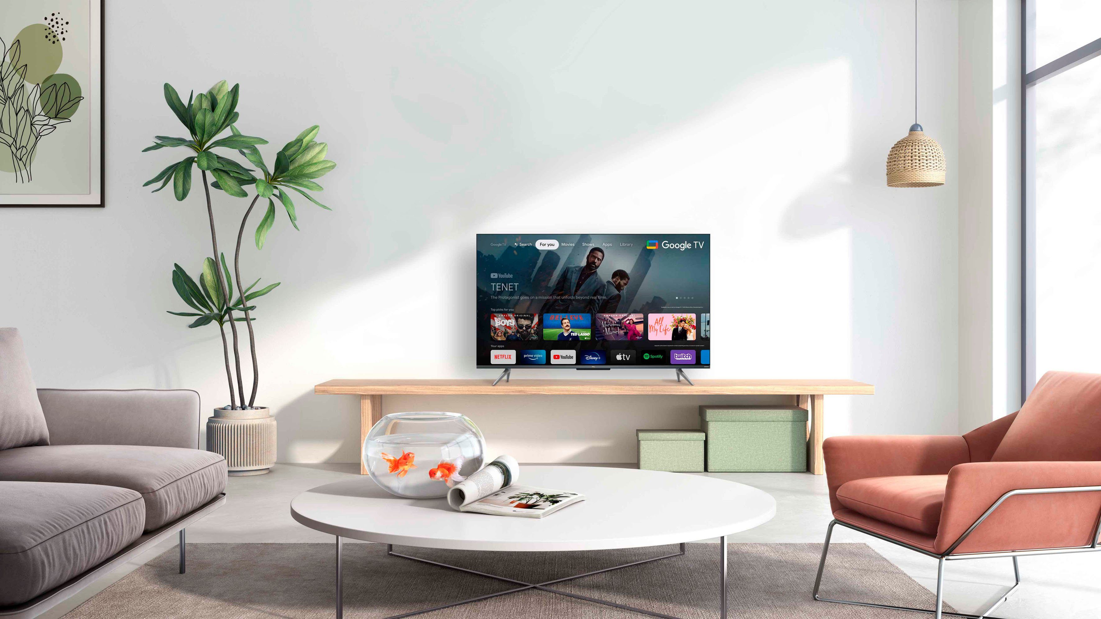 TCL QLED-TV 43C735X2, 108 cm / 43", 4K Ultra HD, Smart TV - Google TV, HDR premium, Dolby Atmos, HDMI 2.1, metalen kast, ONKYO-geluid