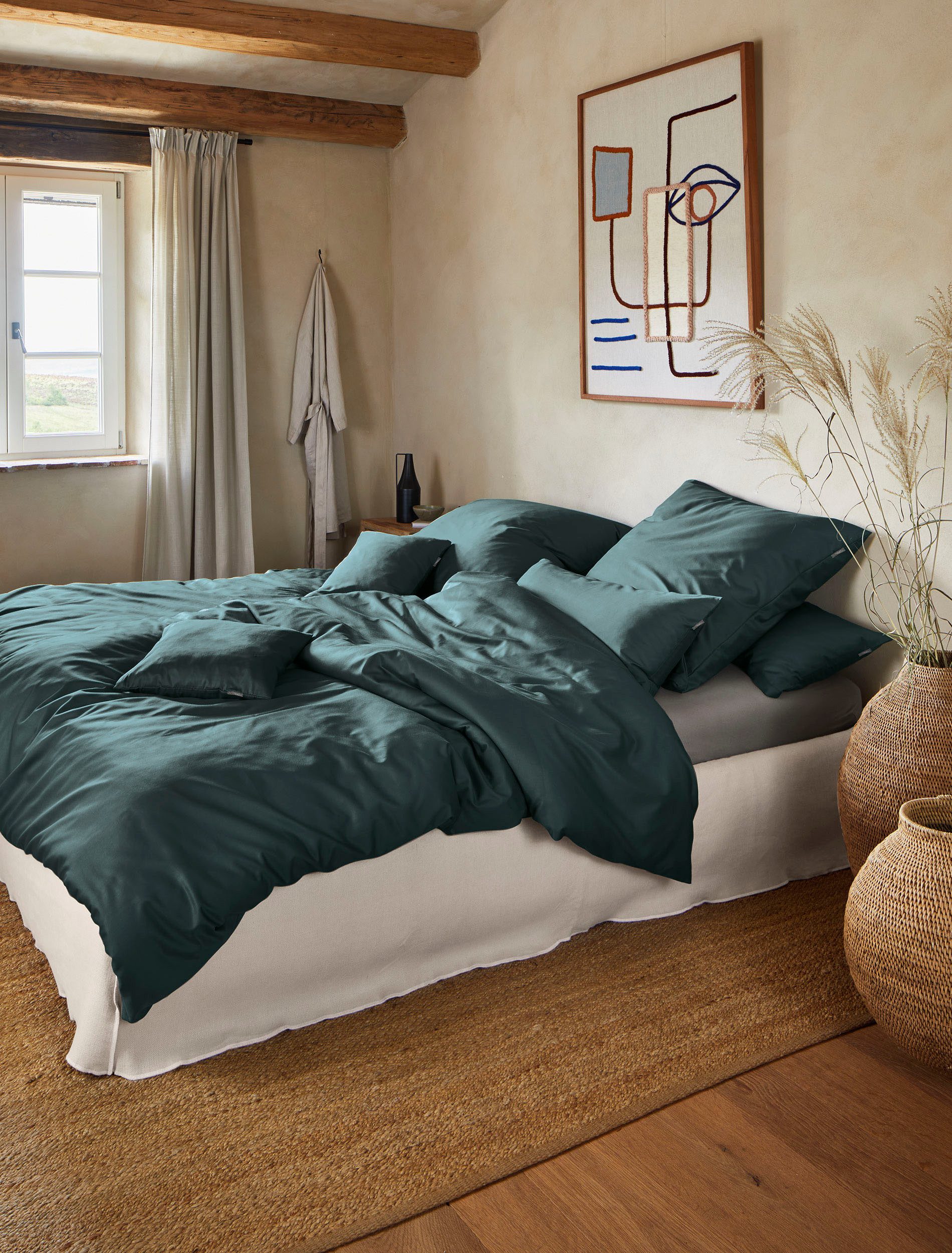 Irisette Overtrekset Premium satijnen beddengoed Parijs hoogwaardige uni premium beddengoed met rits, 100% katoen