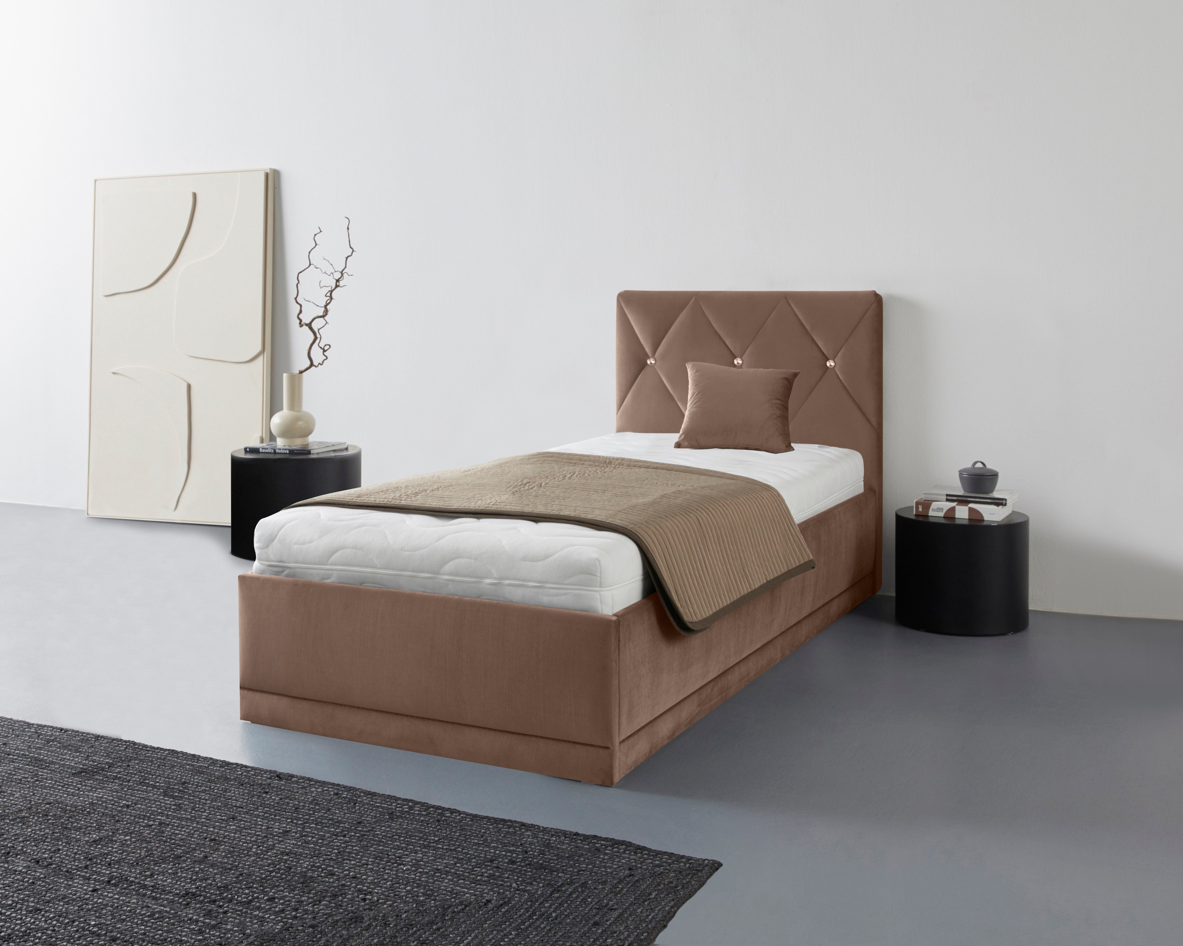 Westfalia Polsterbetten Gestoffeerd bed ADAMAS ook met bedlade, knoopdetails met stras