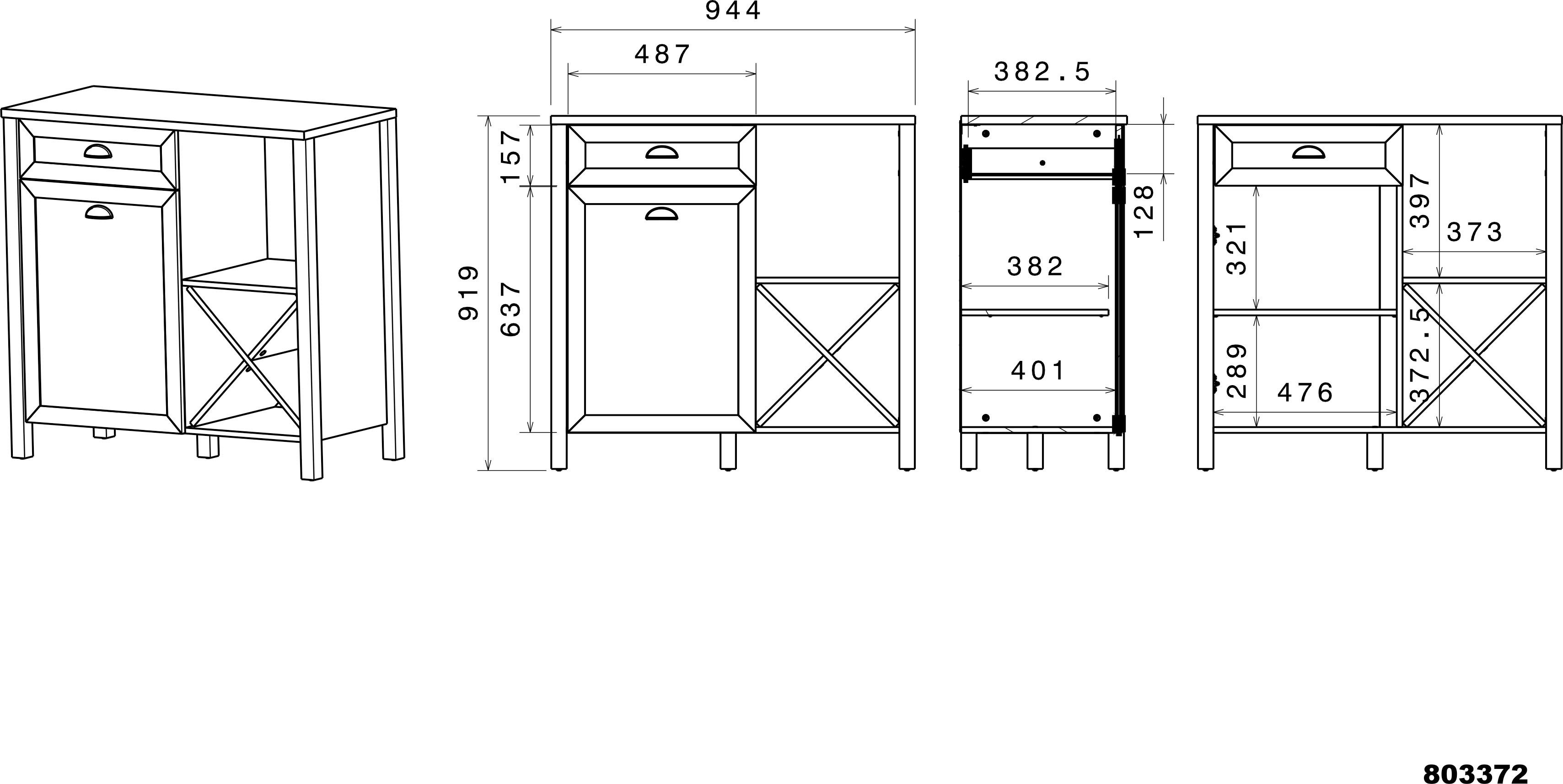 Parisot Kastenset Cottage 1 Veel opbergruimte, flessenrek, metalen handgrepen, MDF, melamine gecoat (set, 2-delig)