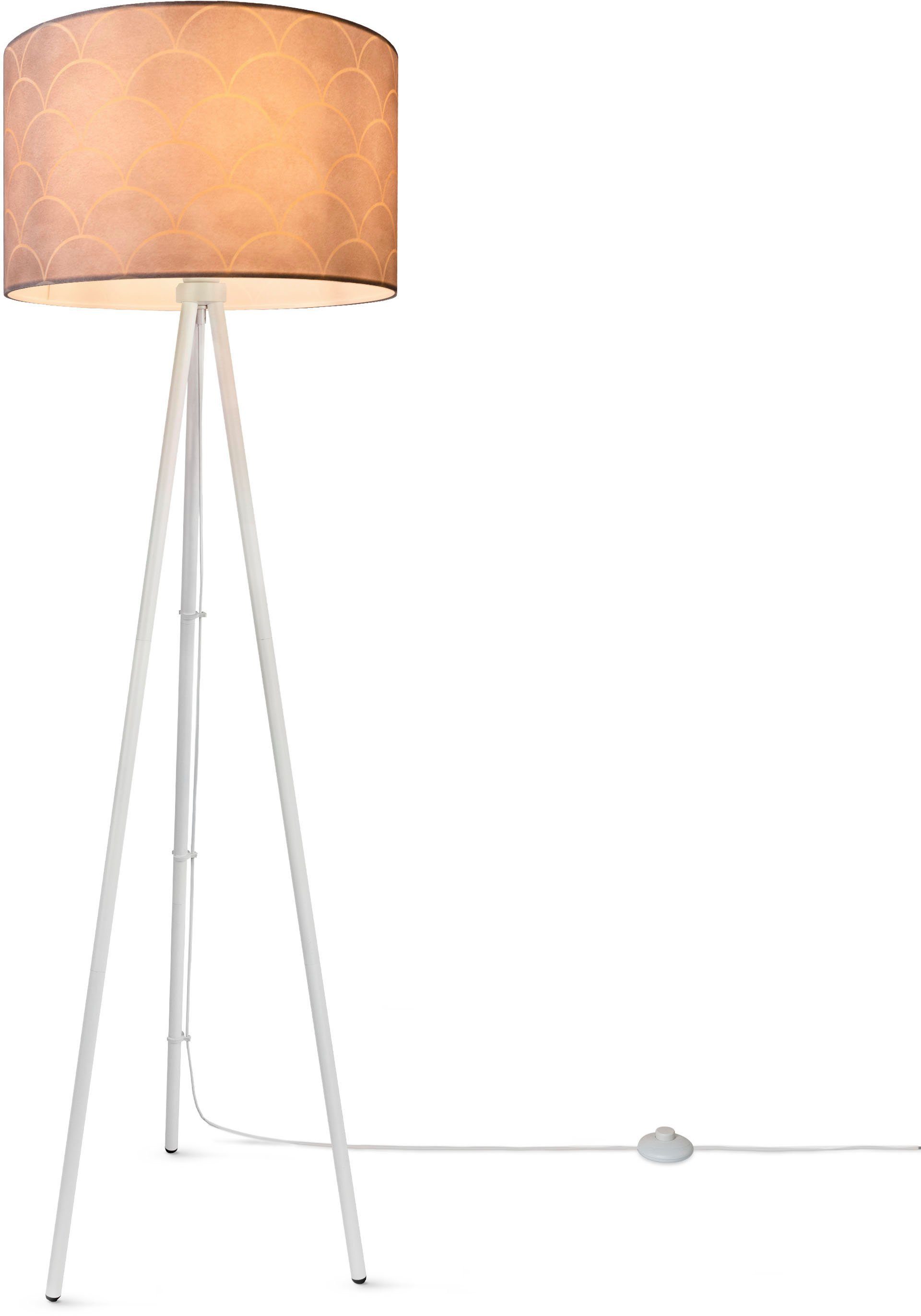 Paco Home Staande lamp Trina Pillar Statief vloerlamp woonkamer driepoot lamp met stoffen kap retro